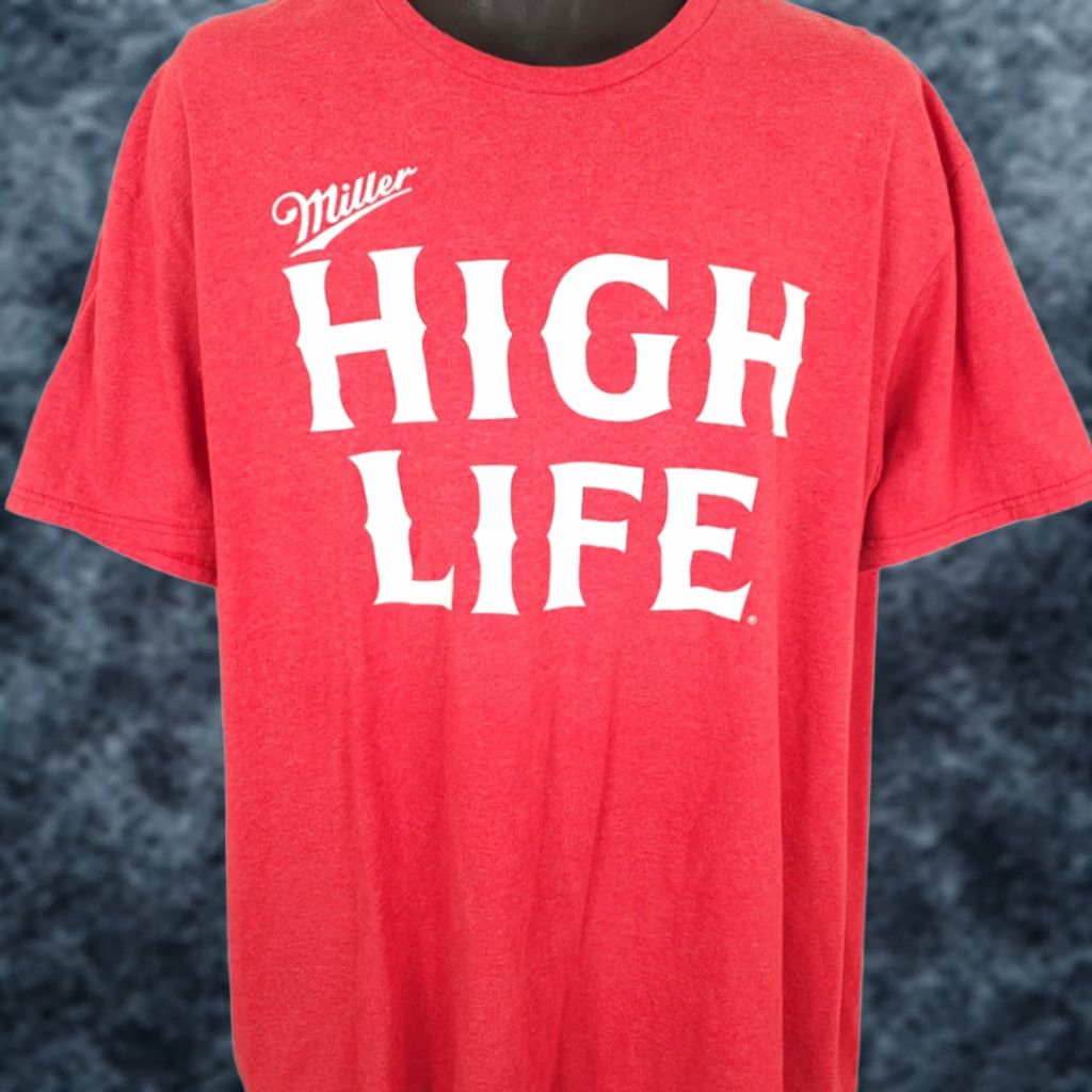 Vintage Miller High Life T Shirt Mens 2XL Red Champagne Of Beers Breweriana Shirt Mens 2XL Red Beer Breweriana Size US XXL / EU 58 / 5 - 1 Thumbnail