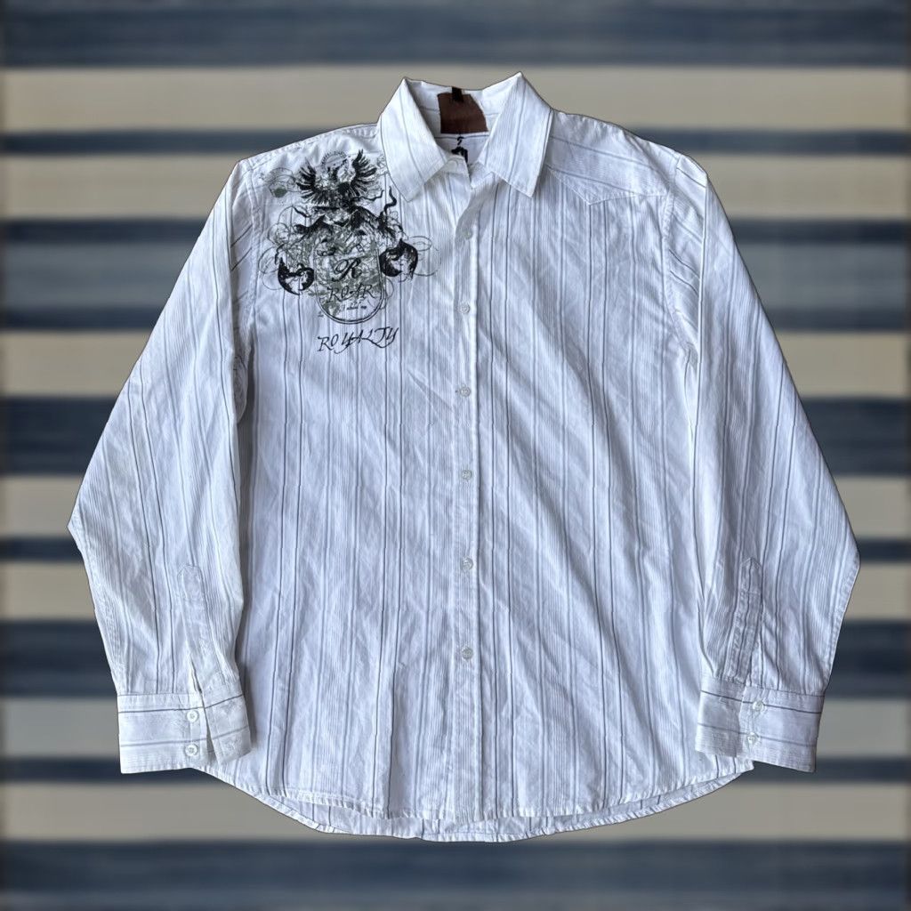 Roar VINTAGE Roar Embroidered Button Up Long Sleeve Shirt XL White Grunge Theme 80s 90s Mens Size US XL / EU 56 / 4 - 1 Thumbnail