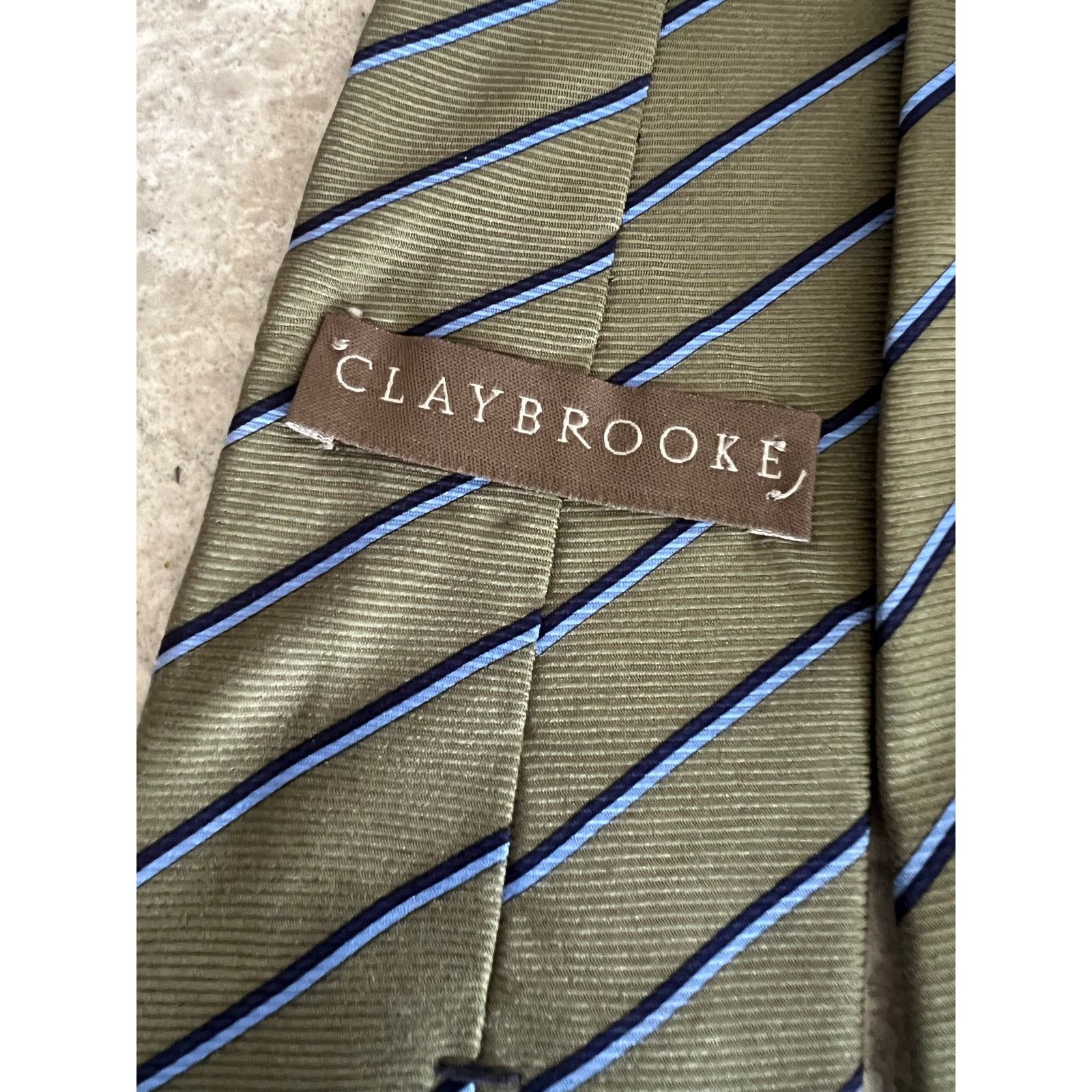 Vintage Claybrooke Men's 100% Imported Silk Neck Tie Green Blue Size ONE SIZE - 3 Thumbnail