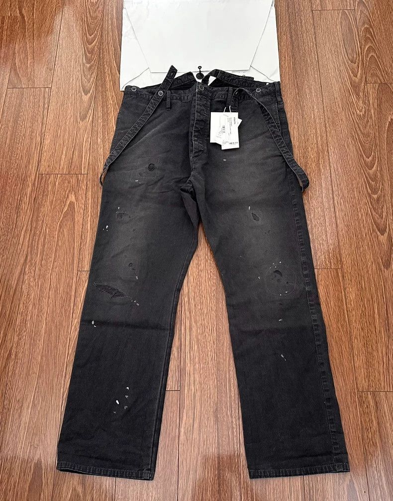 Visvim VISVIM TRAVAILLER BRACES PANTS DMGD BLACK-2506 Size US 26 / EU 42 - 1 Thumbnail