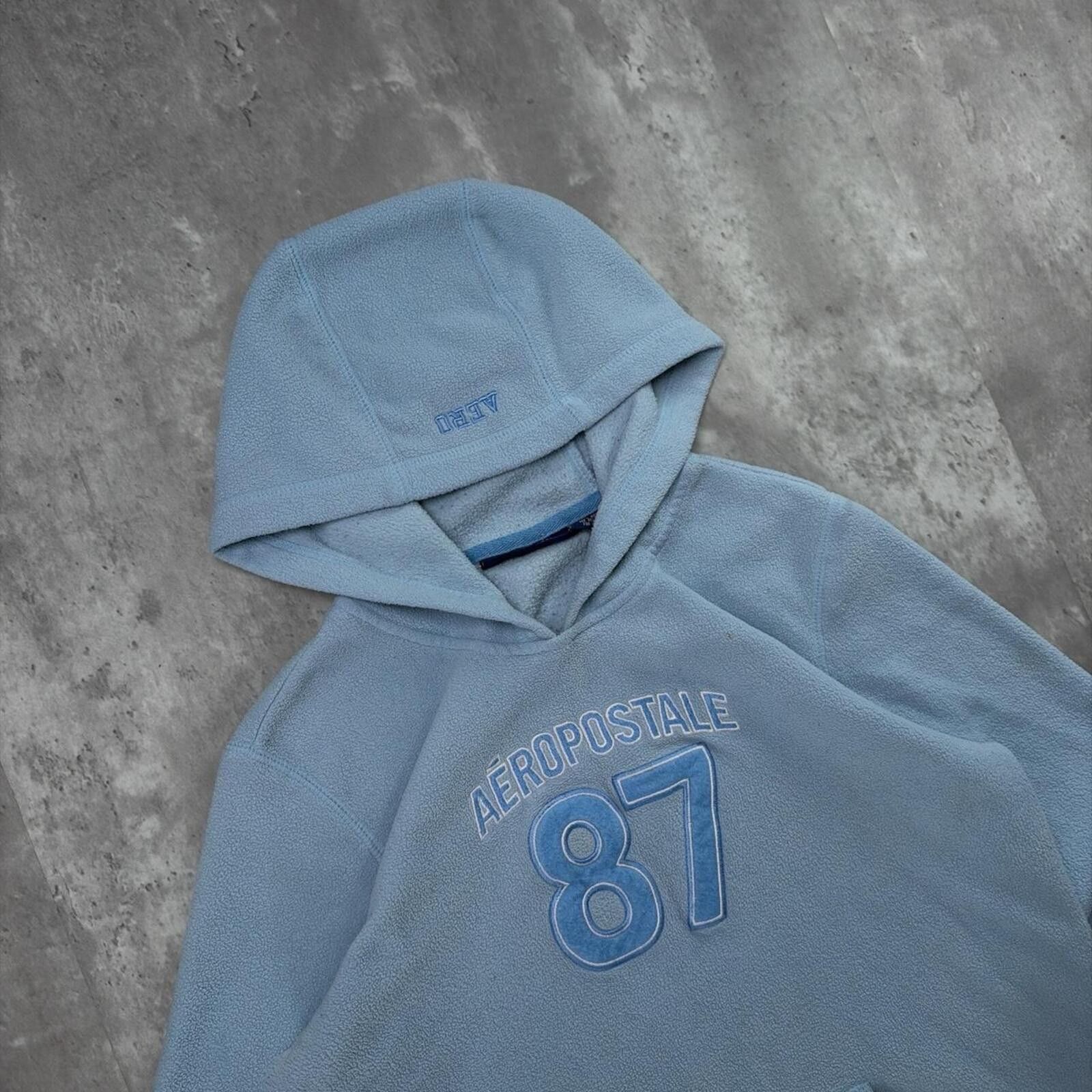 Aeropostale Y2K Light Blue Aeropostale Grunge Skater Fleece Hoodie Size L / US 10 / IT 46 - 5 Thumbnail