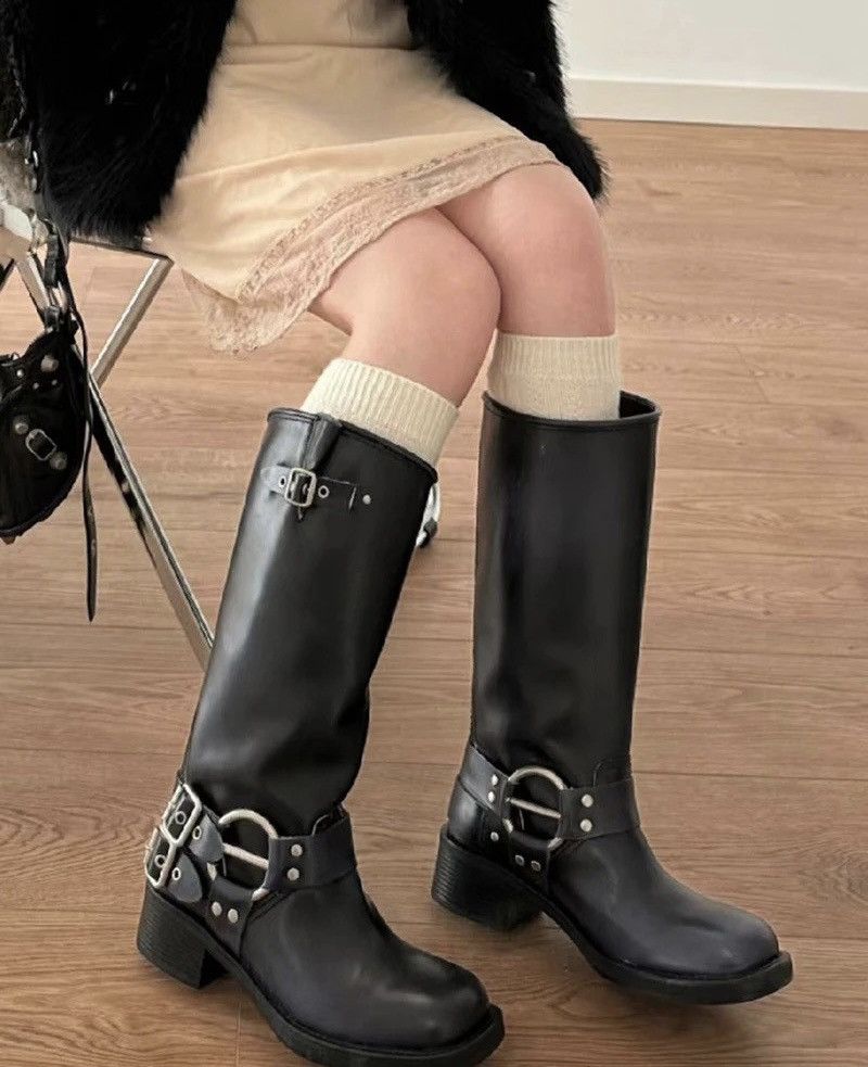 Women's Biker Boots Gothic Medium Heel Motorcycle style