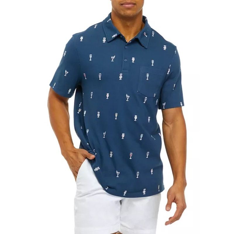 American Rag American Rag Cocktail Martini Print Polo Shirt Blue Mens XL Size US XL / EU 56 / 4 - 10 Thumbnail