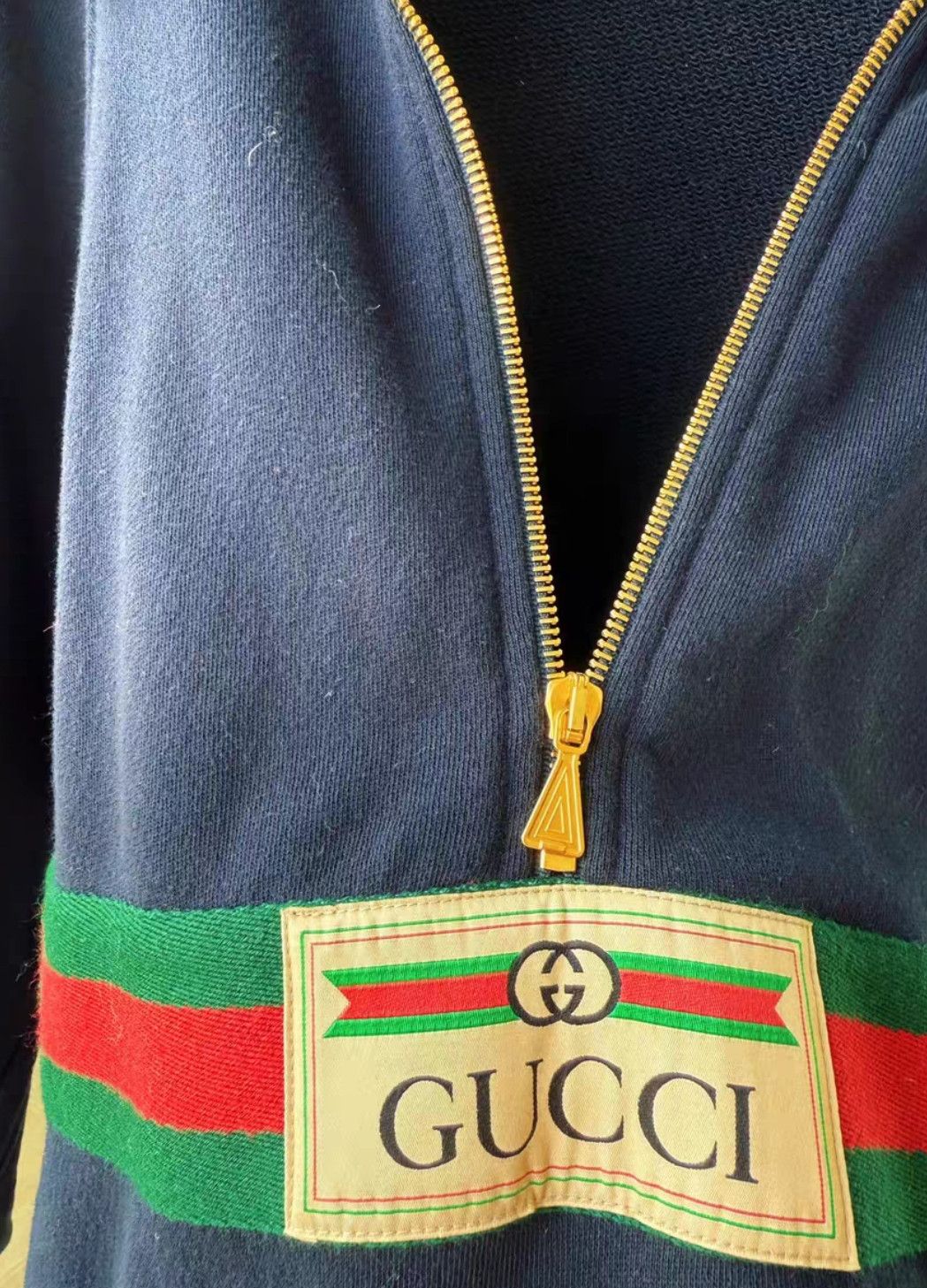 Gucci Gucci Midnight blue red green webbing logo half-zip hoodie Size US S / EU 44-46 / 1 - 2 Thumbnail