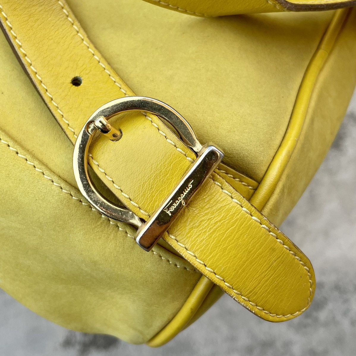 Salvatore Ferragamo Salvatore Ferragamo Yellow Suede Gancini Backpack Size ONE SIZE - 16 Thumbnail