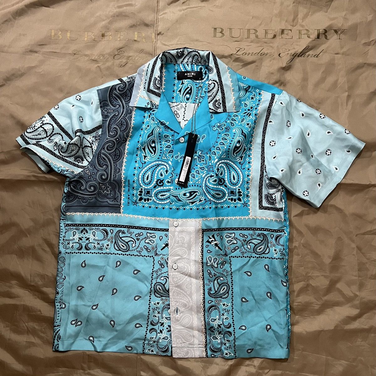 Amiri AMIRI bandana-print Blue silk shirt size M $1500 | Grailed