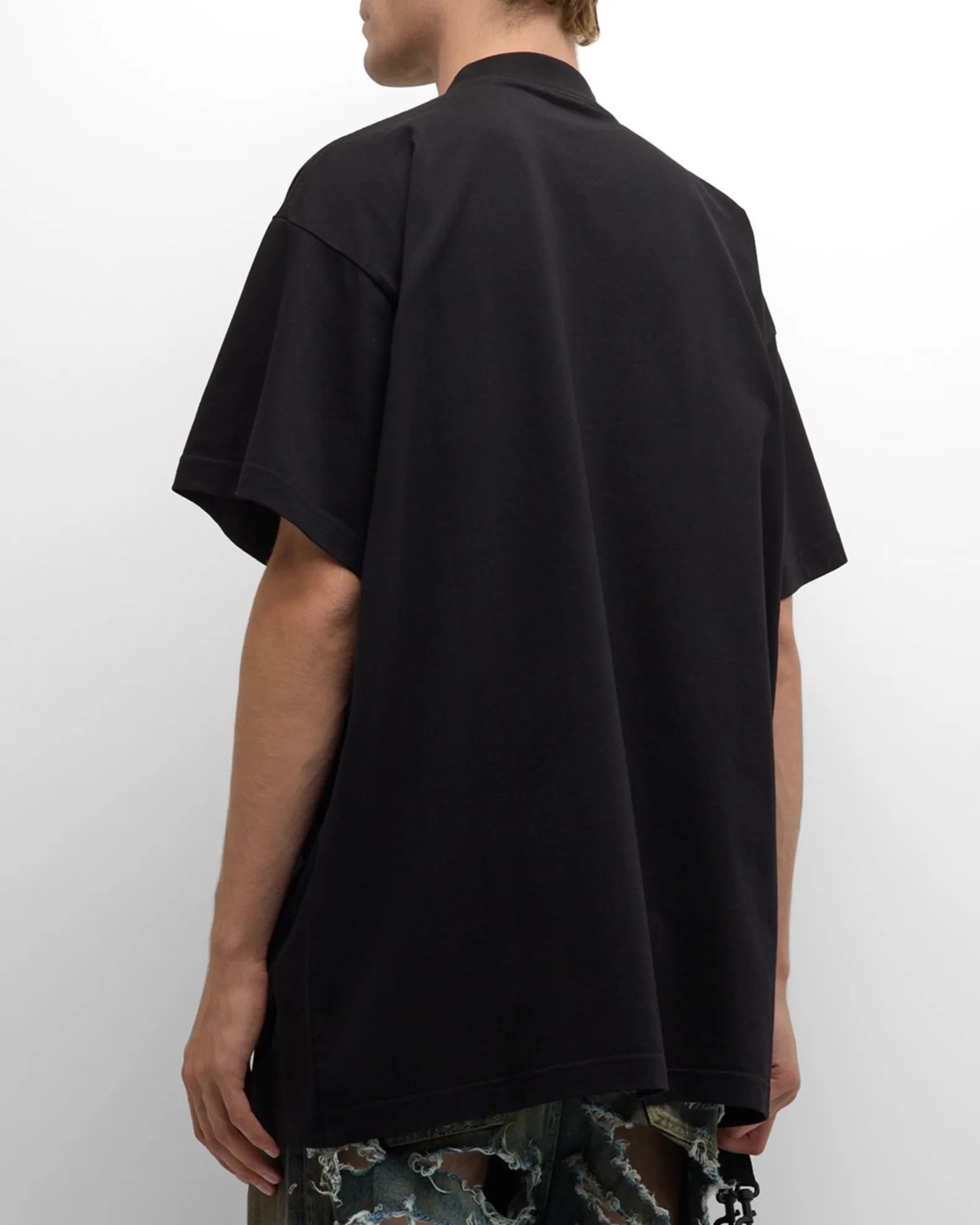 Balenciaga Black Embroidered Back Flip Logo Oversized T-Shirt Size US S / EU 44-46 / 1 - 5 Thumbnail