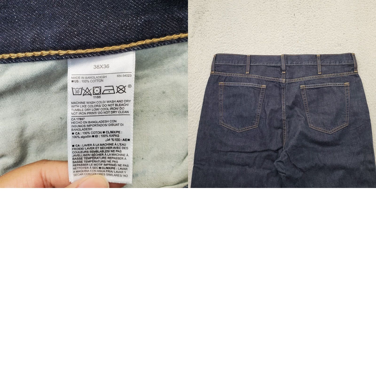 Old Navy Old Navy Mens Straight Jeans 38x36 Blue Denim Regular Fit 5-Pocket 100% Cotton Denim Button Closure Size US 38 / EU 54 - 8 Thumbnail