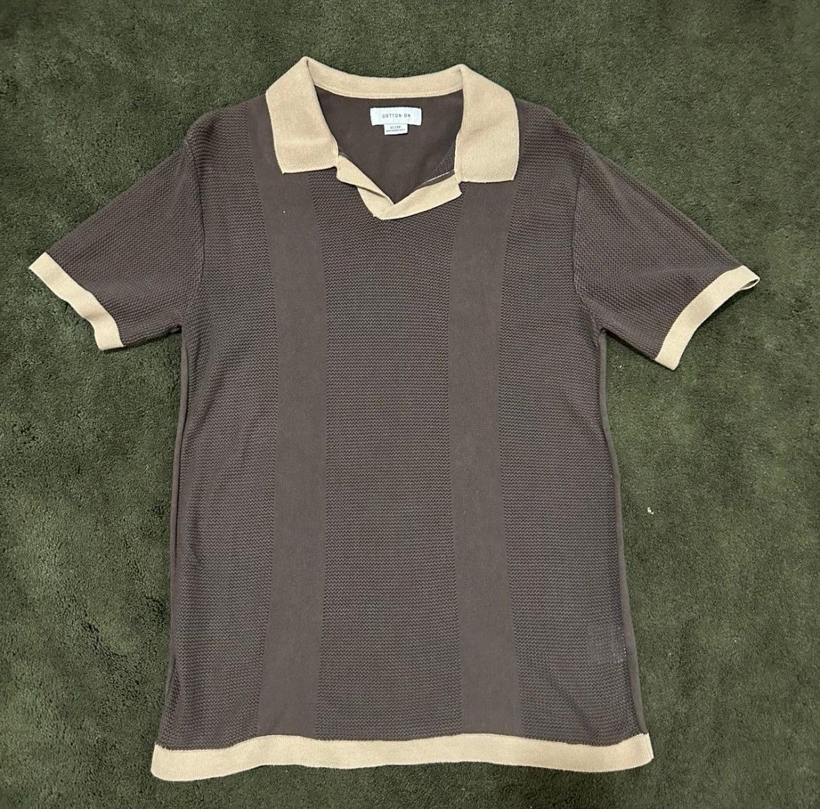Cotton On Brown and cream collared Cotton On Polo Tee without buttons Size US XS / EU 42 / 0 - 1 Thumbnail