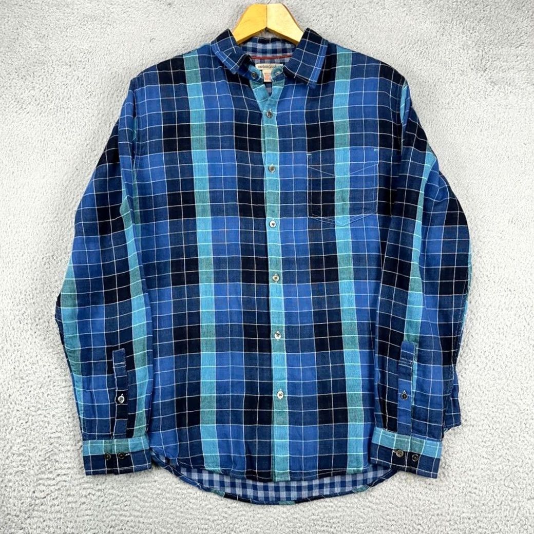 Carbon2Cobalt VINTAGE? No. Carbon 2 Cobalt Flannel Shirt Mens Adult Medium Blue Grid Check Button-Up Pockets Cotton Long Sleeve Collar Shirt Men Size US M / EU 48-50 / 2 - 4 Thumbnail