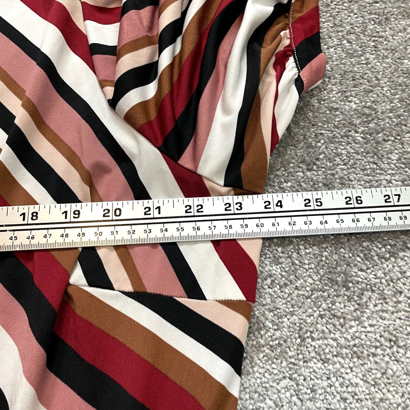 Vintage Eloquii Dress womens Plus 24 Red Striped A-Line Short Sleeve V-Neck Pullover Size 42" / US 20 - 7 Thumbnail