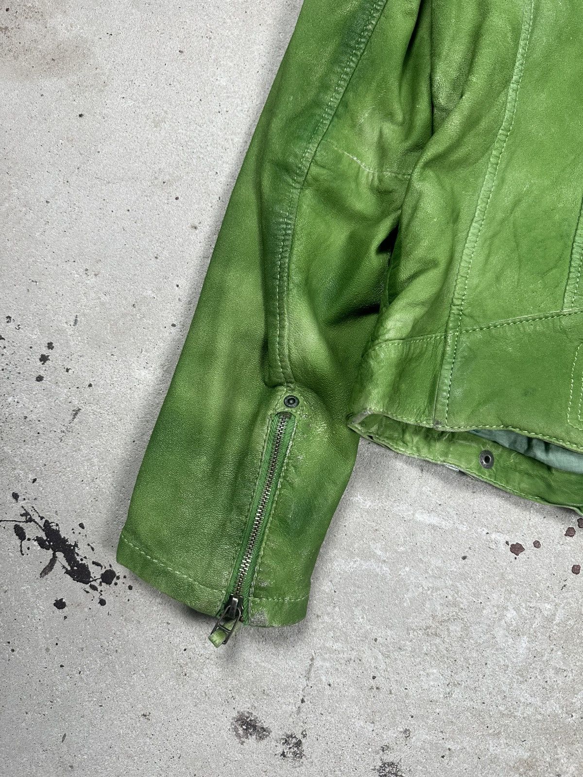 Genuine Leather × Vintage Vintage Y2K Green Leather Moto Biker Style Jacket Size US S / EU 44-46 / 1 - 11 Thumbnail