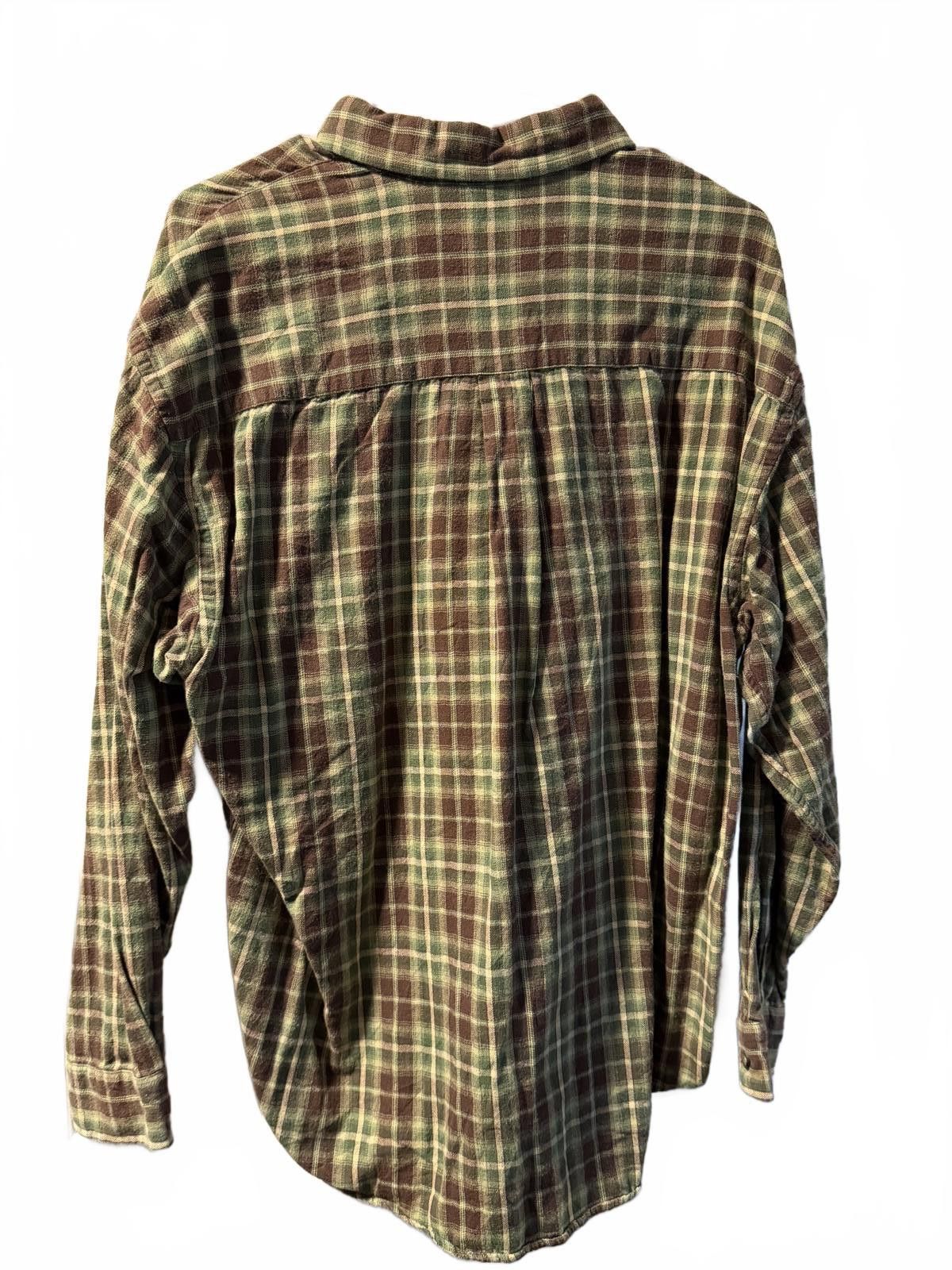 Van Heusen Van Heusen Men's Green and Brown Plaid Cotton Button-Up L 16 Size US L / EU 52-54 / 3 - 4 Thumbnail