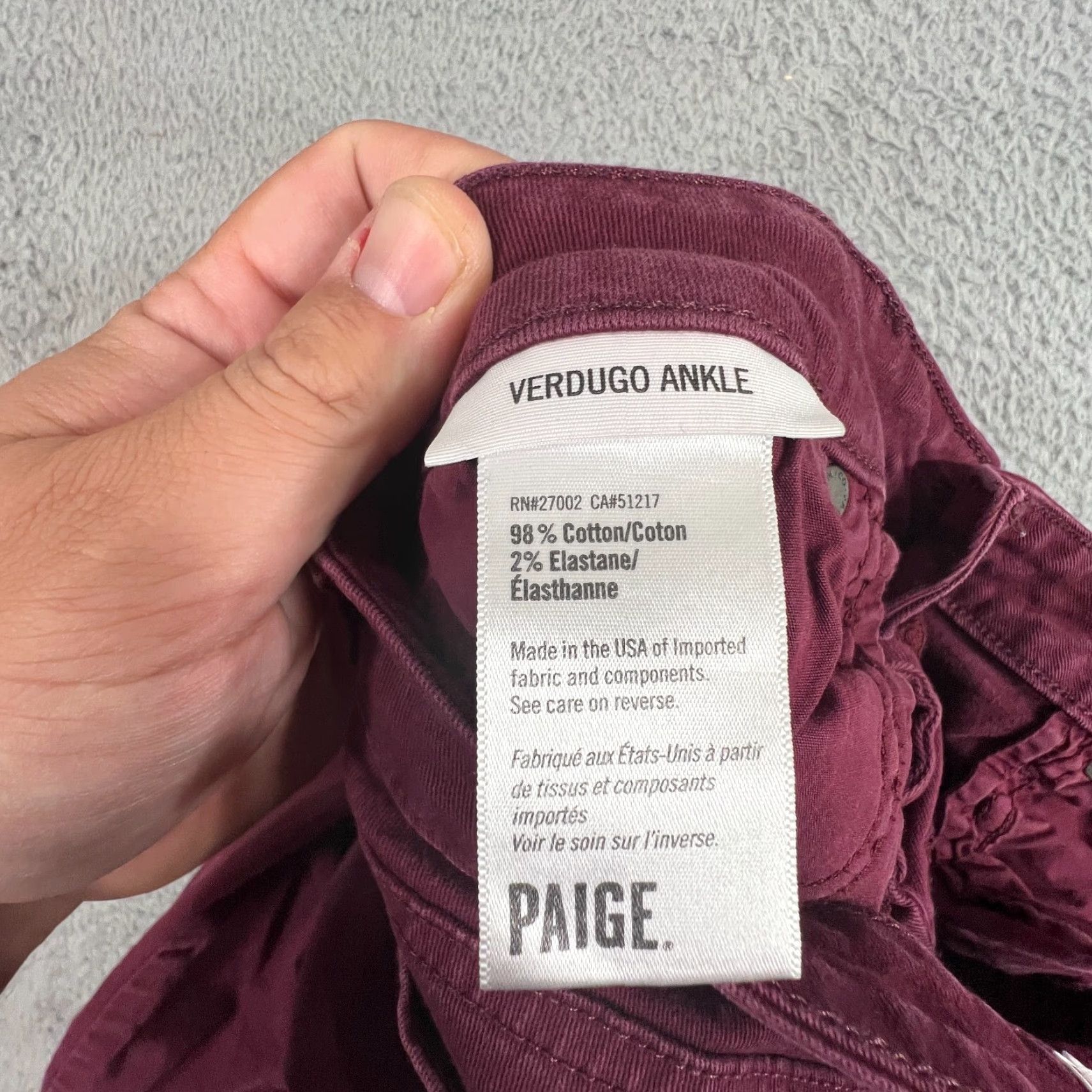 Paige VINTAGE Paige Jeans Womens 29 Verdugo Ankle Skinny Red Mid Rise Stretch Jeans Adult Regular 29 in Inseam 27 in Slim Womens Size 29" - 6 Thumbnail