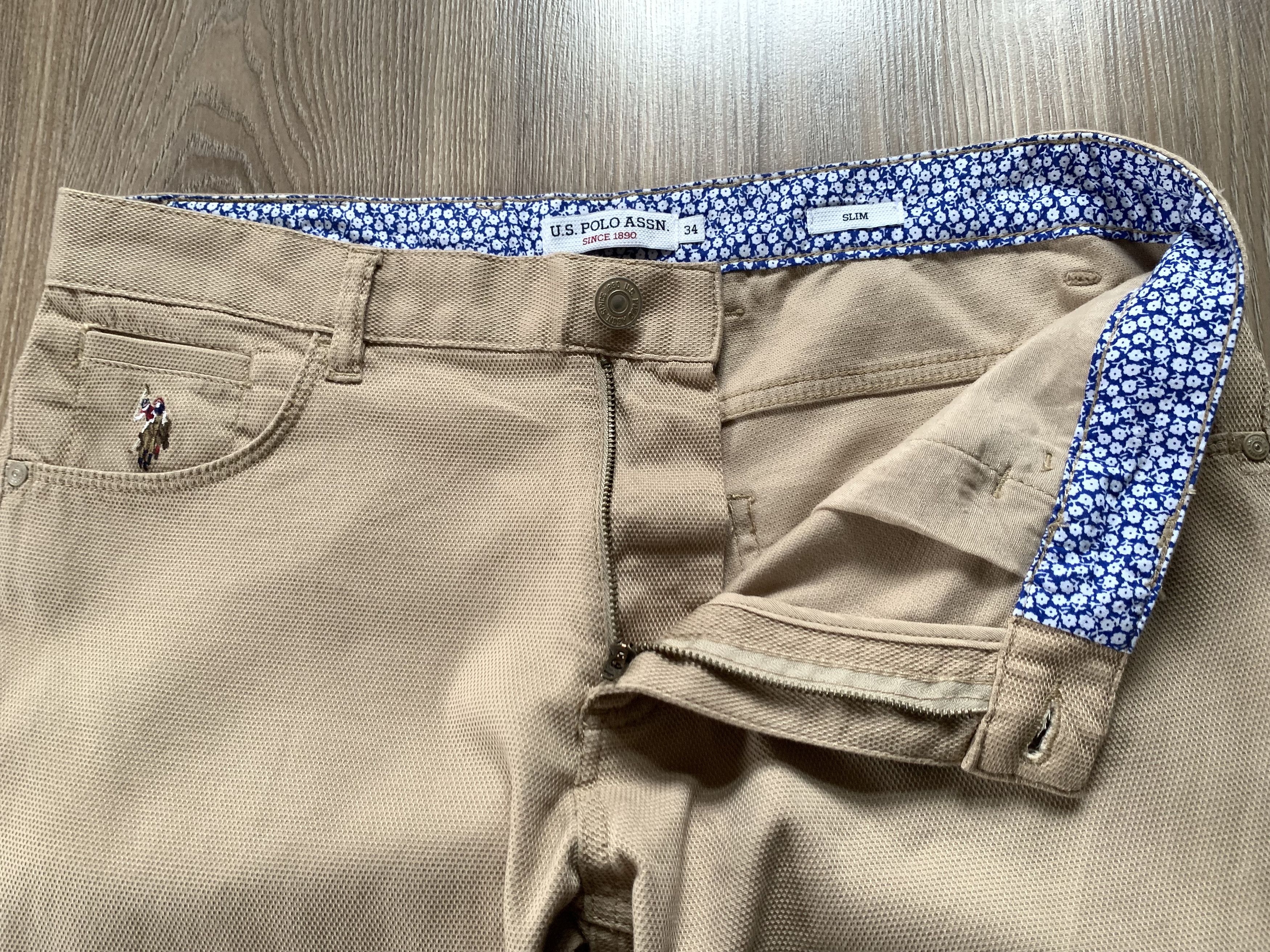 Designer × U.S. Polo Assn. U.S. Polo Assn Slim Beige Casual Pants Size US 34 / EU 50 - 4 Thumbnail