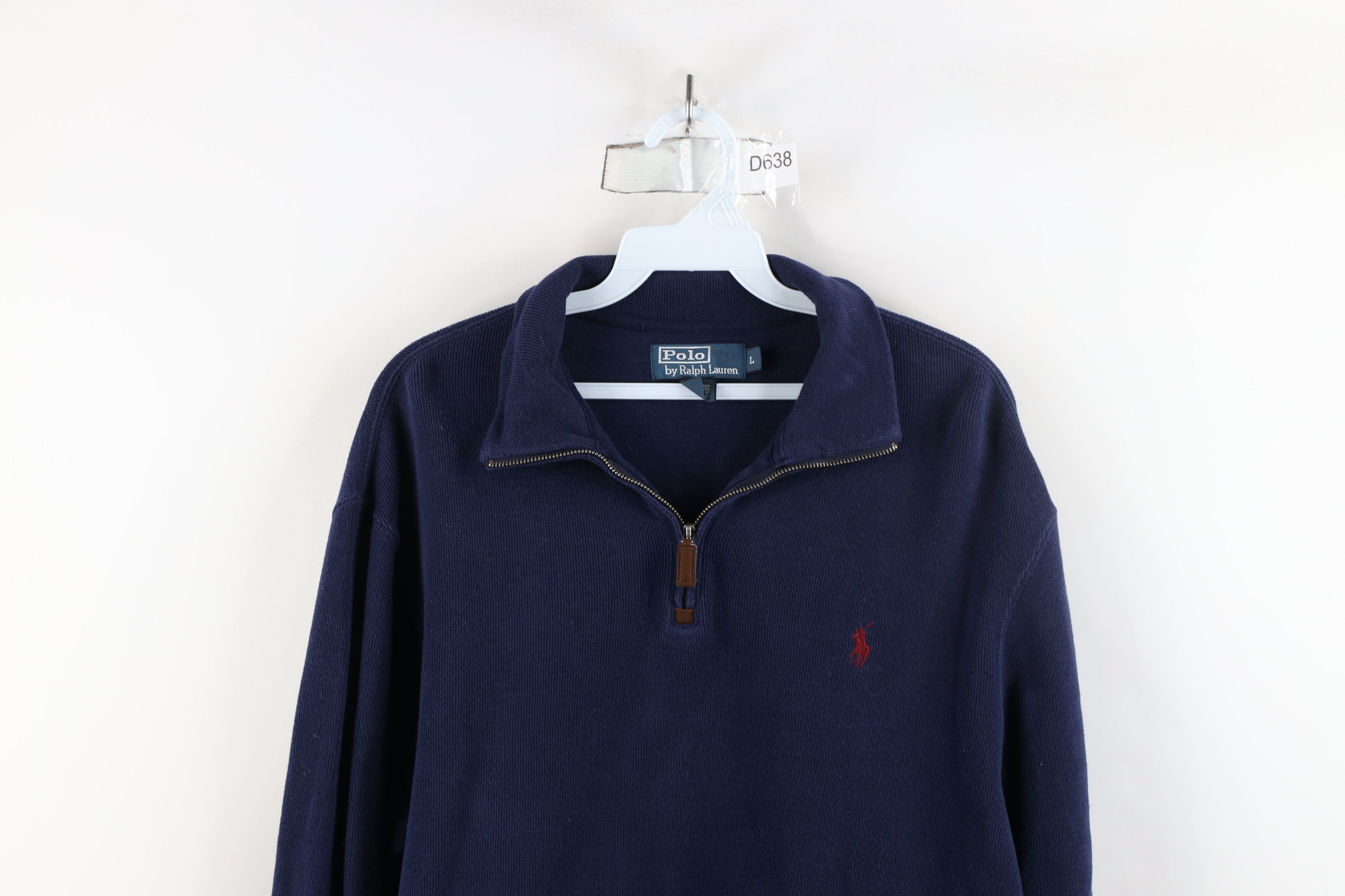 Ralph Lauren × Vintage Vintage 90s Ralph Lauren Cotton Ribbed Knit Half Zip Sweater Size US L / EU 52-54 / 3 - 2 Thumbnail