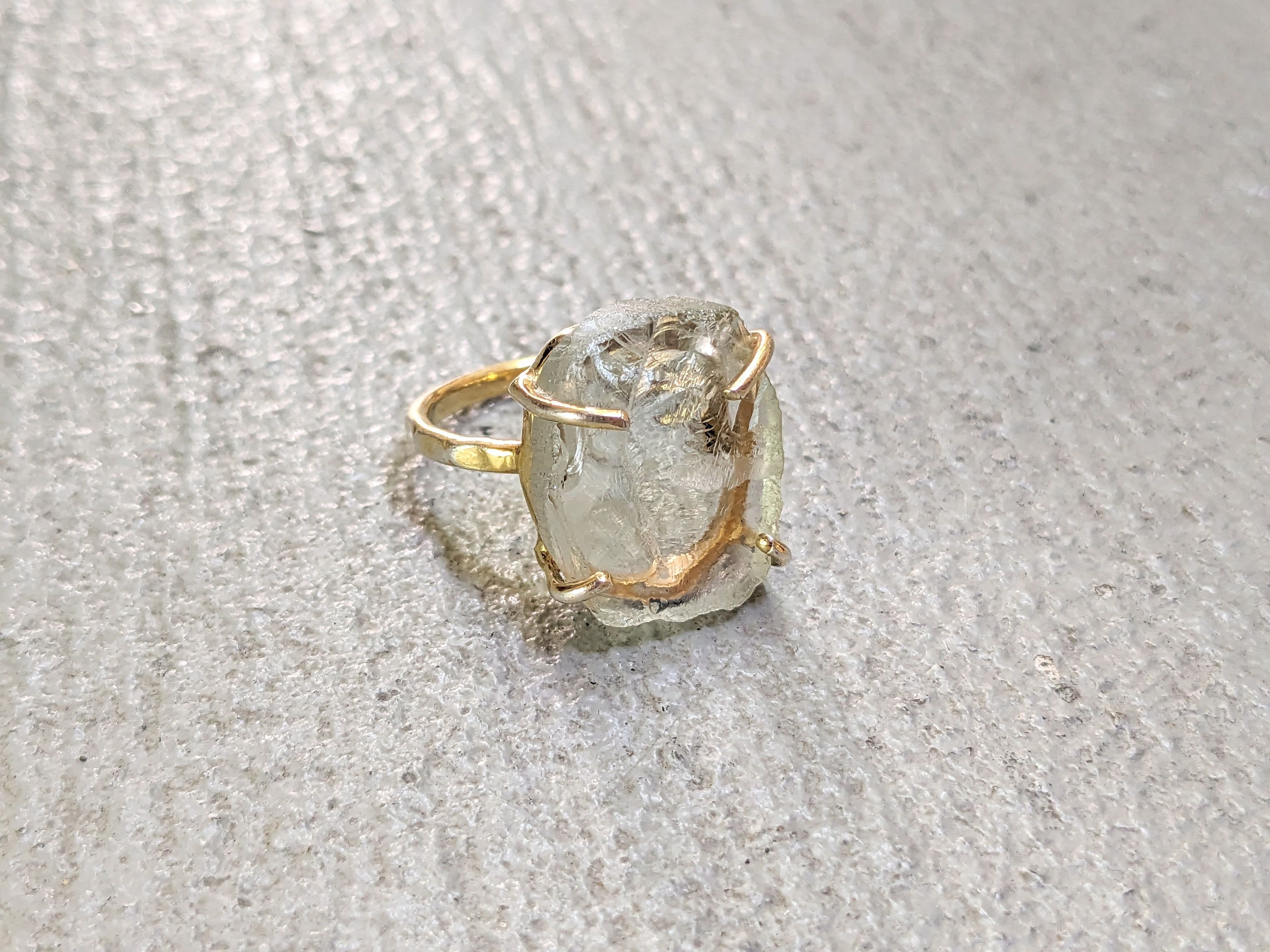Jewelry Vintage Sterling Silver Ring Glass 7.75 Modern Gold Plated Size ONE SIZE - 1 Thumbnail