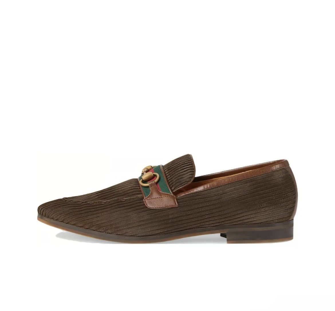 Gucci Gucci Horsebit Detail Corduroy Moccasin Lanzo Stretch Loafer Size US 7 / EU 40 - 2 Thumbnail