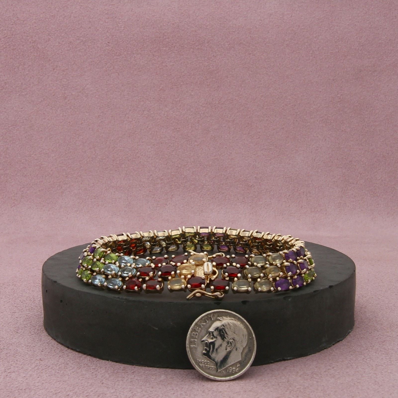 Sterling Silver sterling silver gold plate garnet topaz tennis bracelet 7in Size ONE SIZE - 2 Thumbnail
