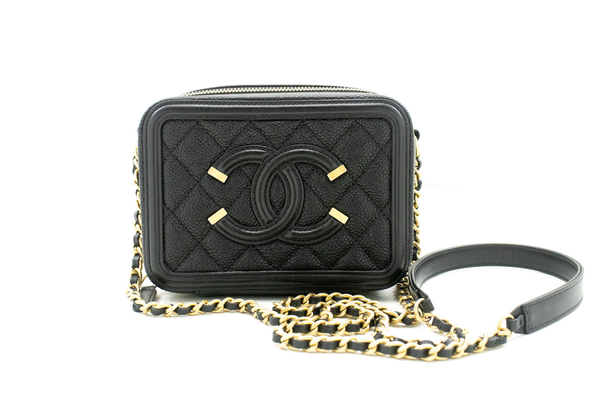 Chanel Cc Filigree Black Leather Shoulder Bag (Pre-Owned) Size ONE SIZE - 1 Thumbnail