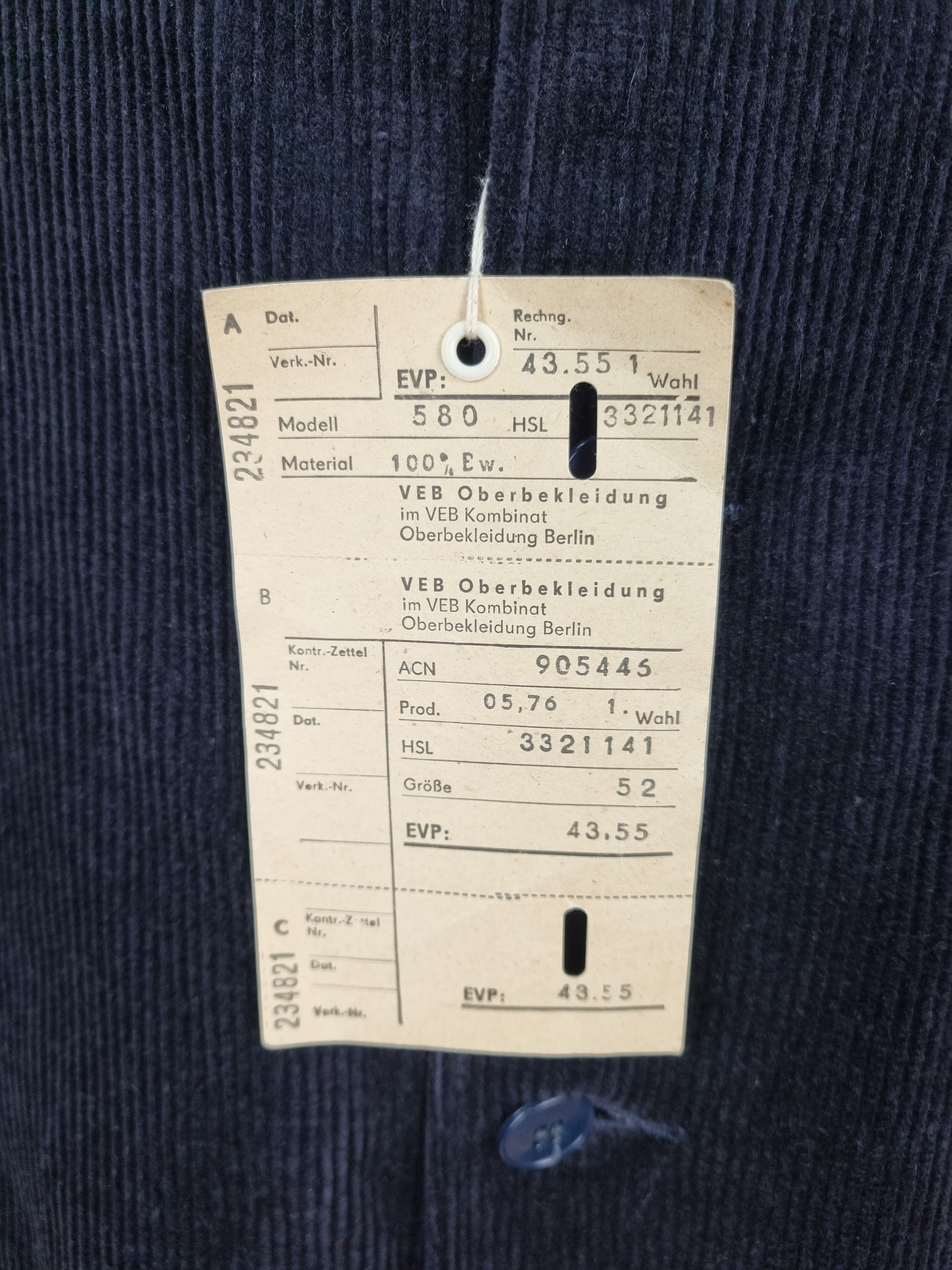 Le Laboureur × Vetra 90s New VEB Oberbekleidung Berlin Corduroy Blazer Jacket Size US L / EU 52-54 / 3 - 4 Thumbnail