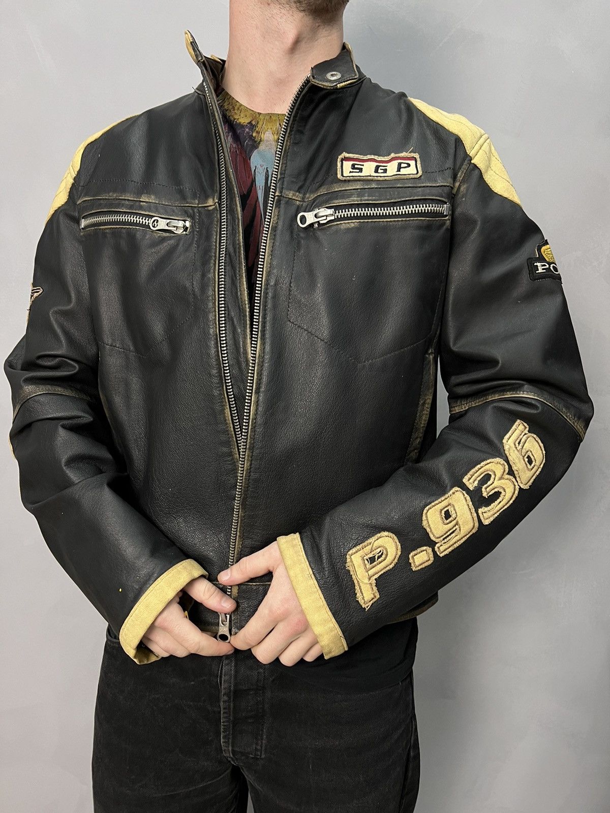 Vintage Y2K leather racing jacket MOTO Avant-Garde