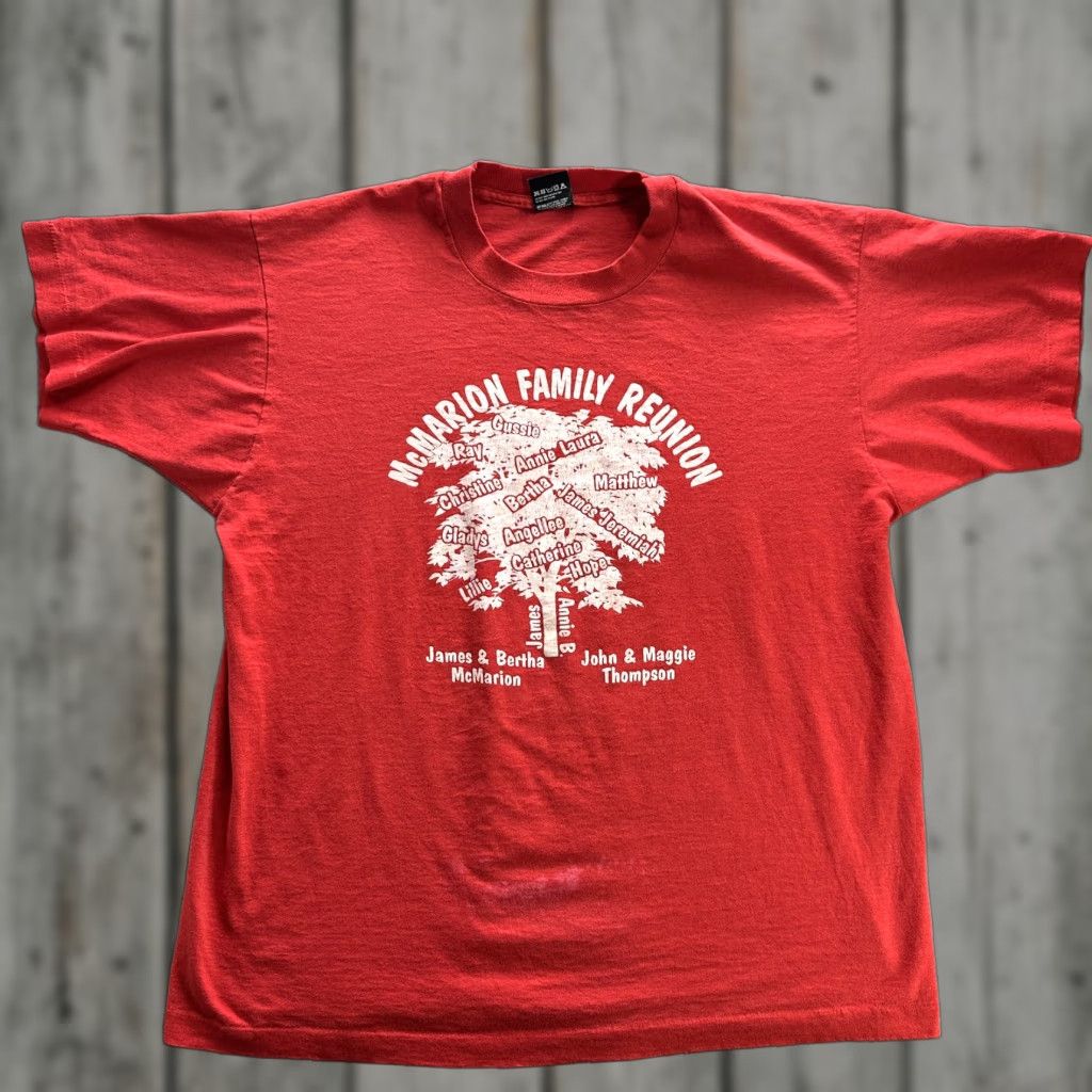 Vintage VINTAGE Screen Stars Best Shirt Mens XL Red 90s Family Reunion Crew Neck Short Sleeve Graphic Print Cotton Polyester Blend Mens Size US XL / EU 56 / 4 - 1 Thumbnail