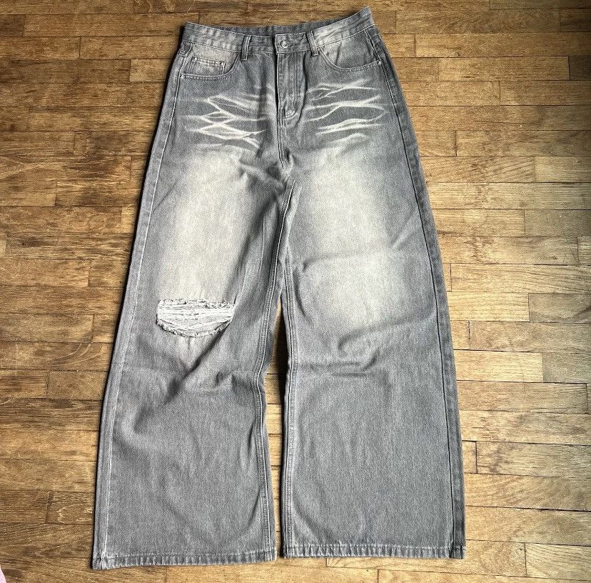 Jean Baggy Grey Wide Leg Denim Jeans Size US 32 / EU 48 - 1 Thumbnail