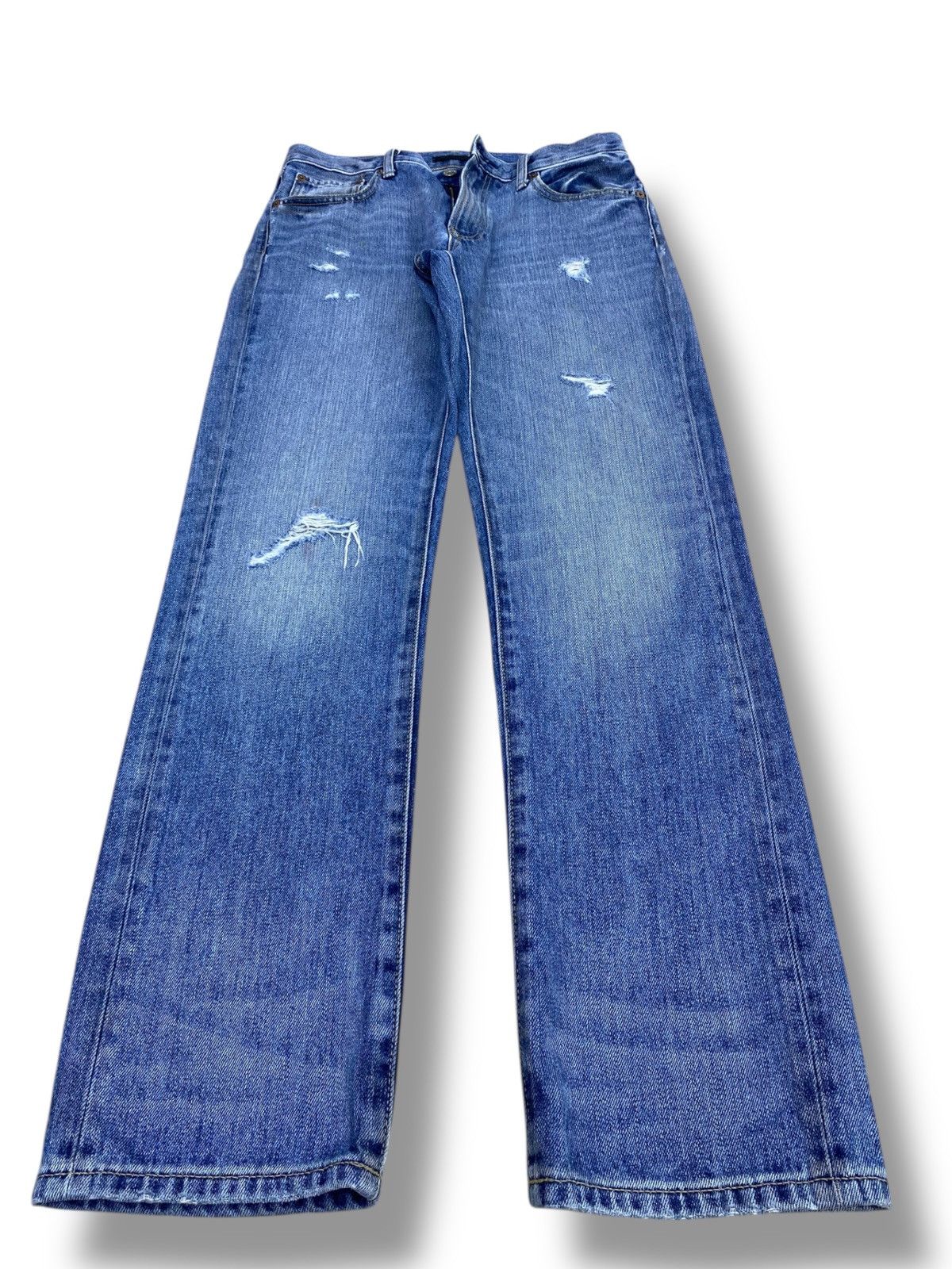 Uniqlo Uniqlo Faded Blue Wash Ripped Style Loose Jeans Size US 32 / EU 48 - 1 Thumbnail