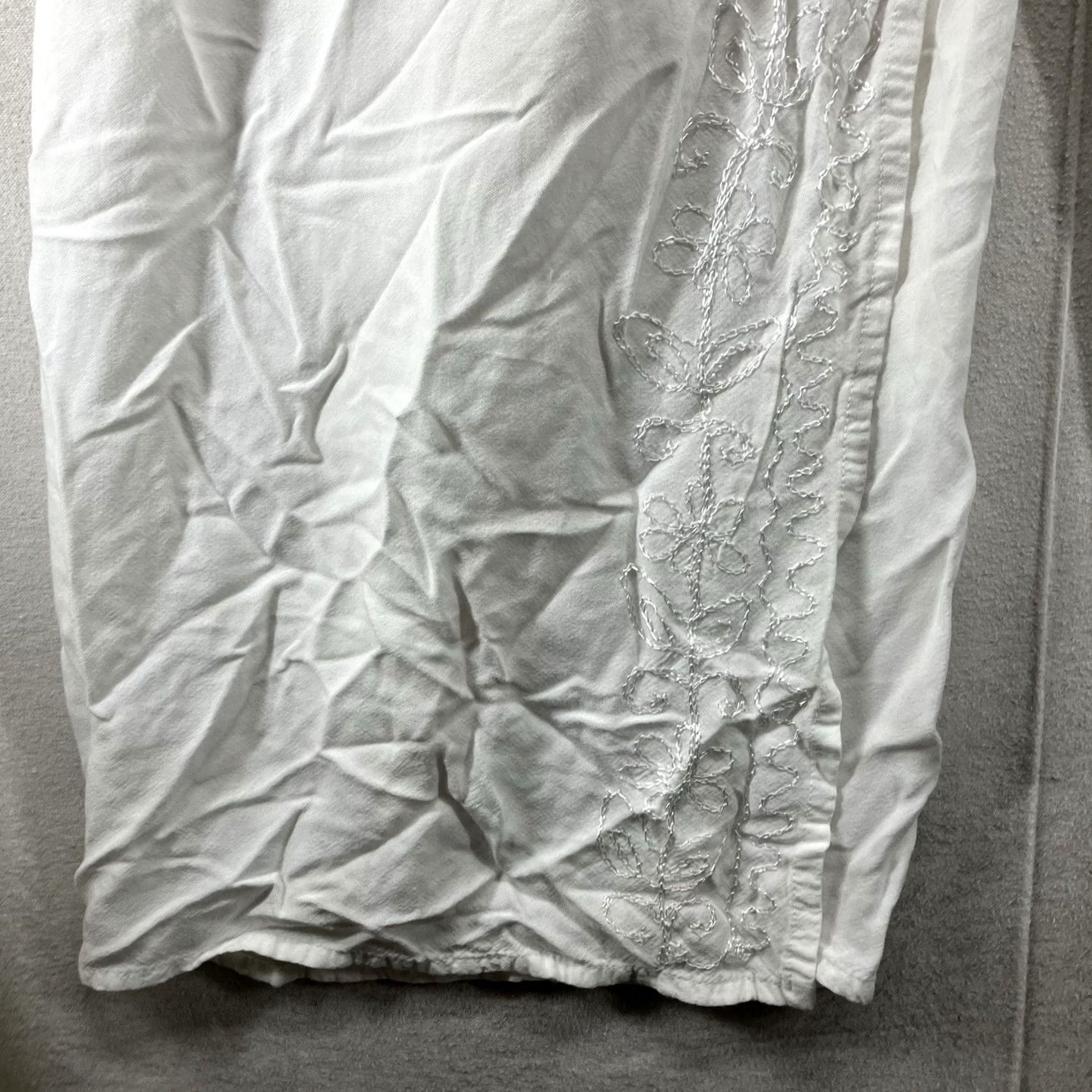 HARE VINTAGE Jessica Taylor White Floral Embroidered Wide-Leg Harem Pants Ladies M Inseam 22in Rayon Bohemian Hippie 80s 90s Festival Clothing Womens Size 32" / US 10 / IT 46 - 5 Thumbnail