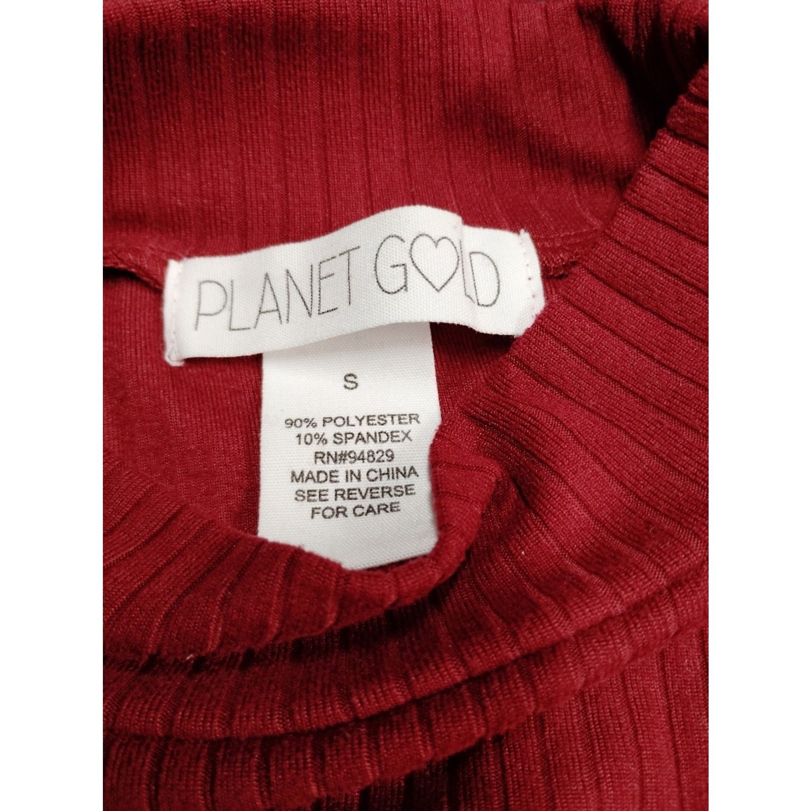 Planet Hollywood Planet Gold Ribbed Mock Neck Long Sleeve Burgundy Maroon Red Size S / US 4 / IT 40 - 2 Thumbnail
