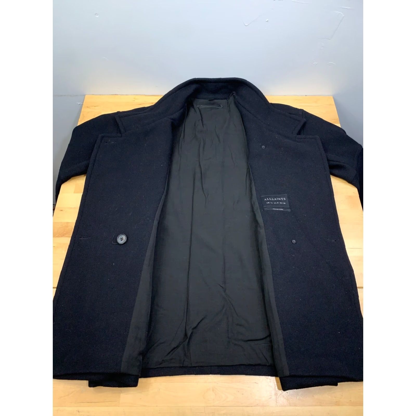Allsaints AllSaints Coat Womens 6 Black Wool Blend Overcoat Meade Torto City Designer Italian Size M / US 6-8 / IT 42-44 - 3 Thumbnail