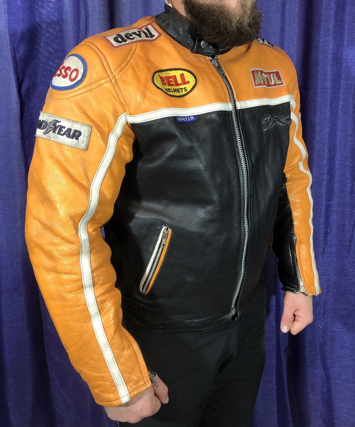 Ferrari × Honda × Yamaha Hunter Motorcycle Leather Jacket Racing Size US XL / EU 56 / 4 - 2 Thumbnail