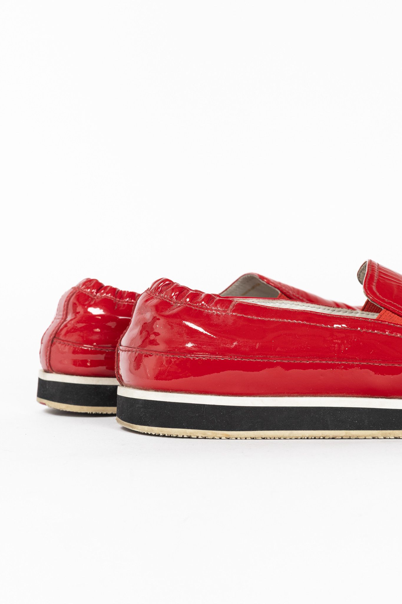 Prada Prada Red Patent Leather Slip-On Loafers Size US 9 / IT 39 - 7 Thumbnail