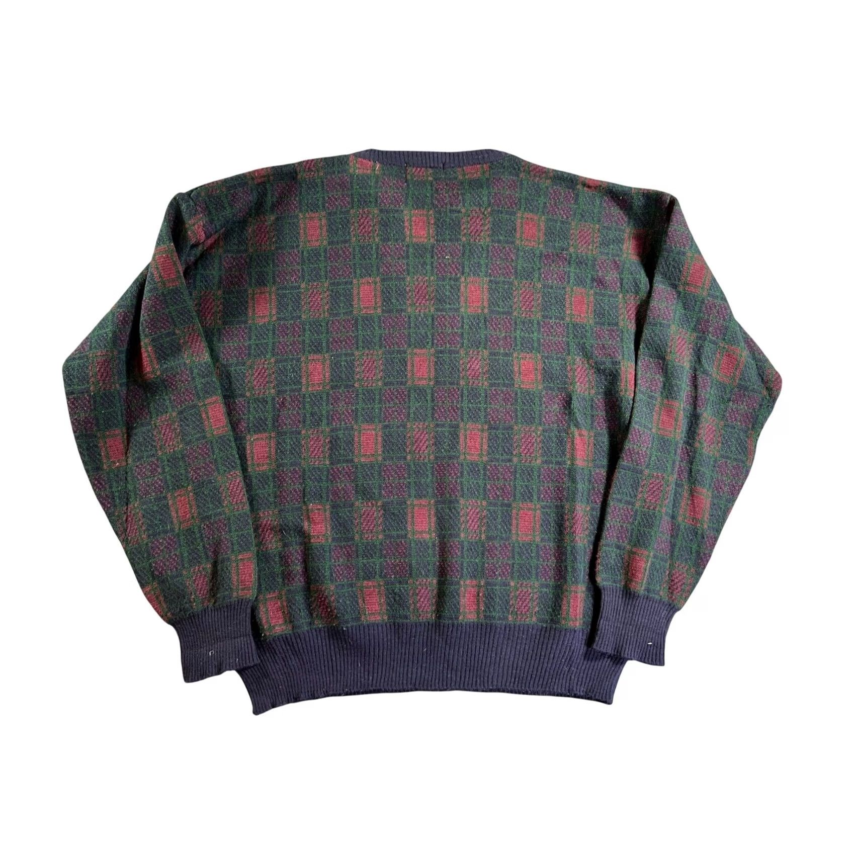 Sears VINTAGE Sears Roebuck Sweater Men Large Green Burgundy Plaid Wool Made in Italy Size US L / EU 52-54 / 3 - 2 Thumbnail
