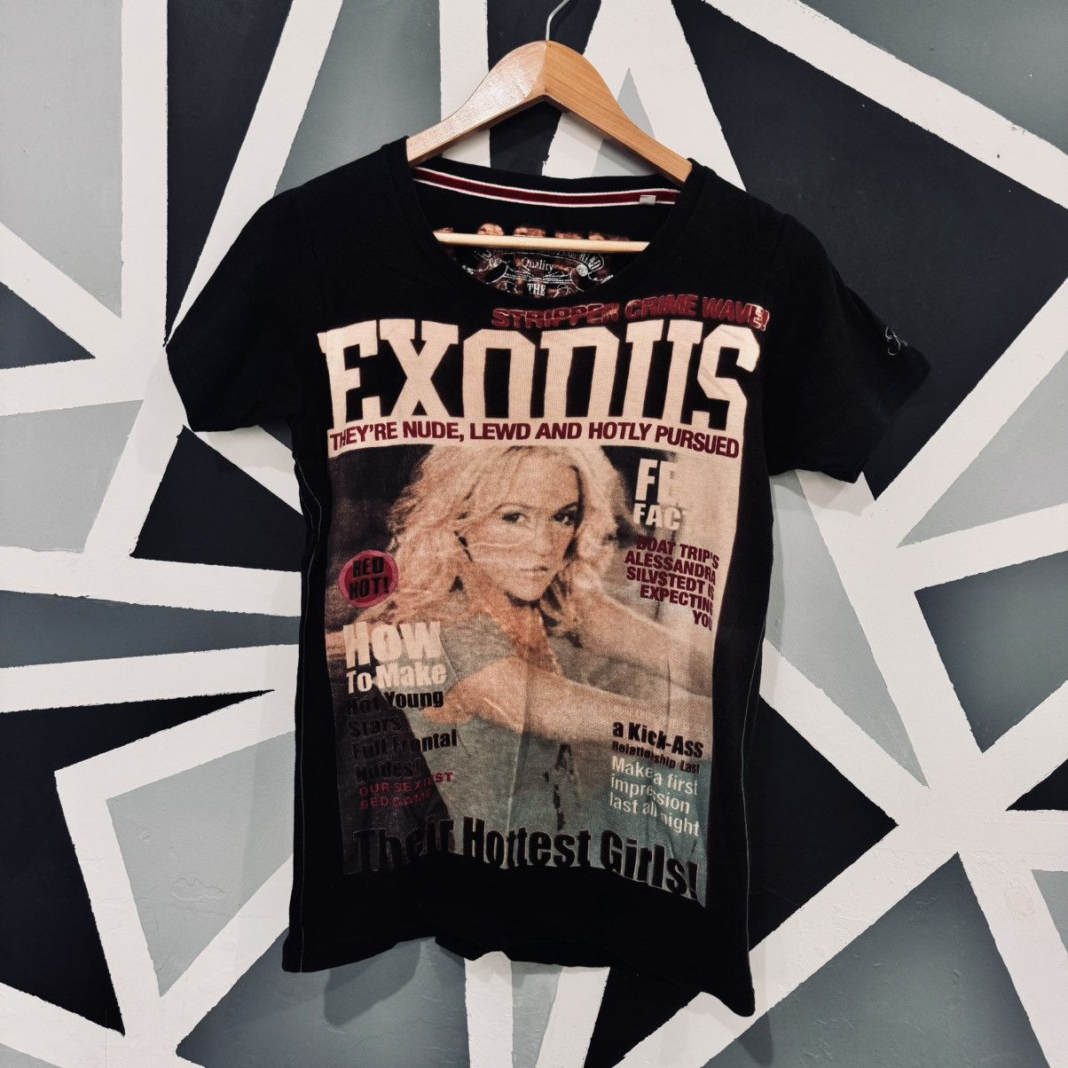 image of Vintage Real Master Tee - Exodus Tie Die Print Tee in Black, Men's (Size Small)
