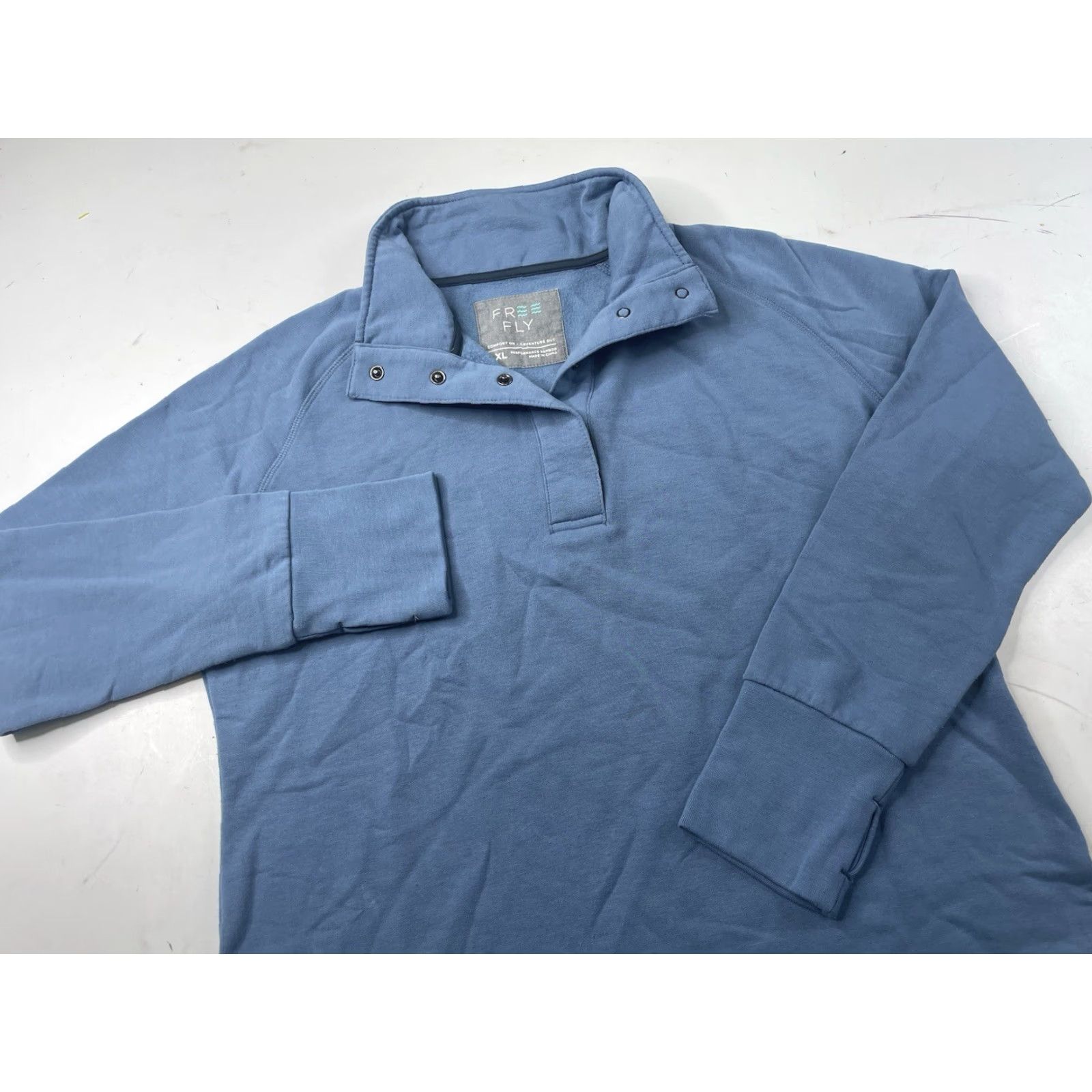 Vintage VINTAGE Free Fly Apparel Womens Sweater Collared Fleece Long Sleeve XL Blue Open Thermal Logo Pullover Classic Outdoor Designer Size XL / US 12-14 / IT 48-50 - 2 Thumbnail