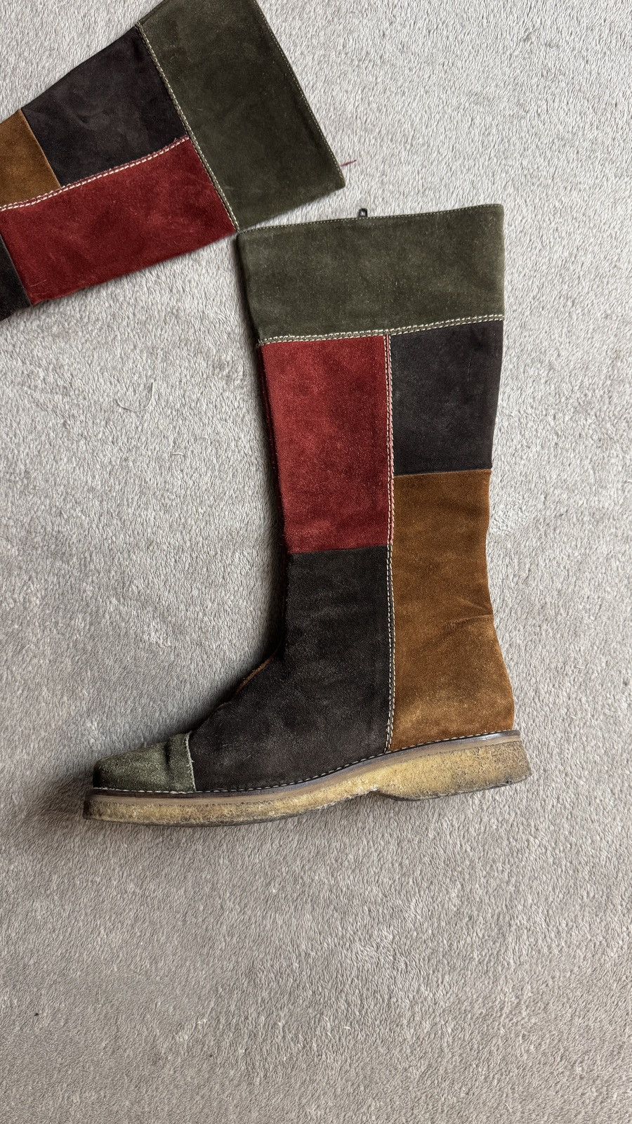 Vintage Faded Boho Patchwork Leather Suede Boots 80 90s cdg gtat Size US 7 / IT 37 - 2 Thumbnail