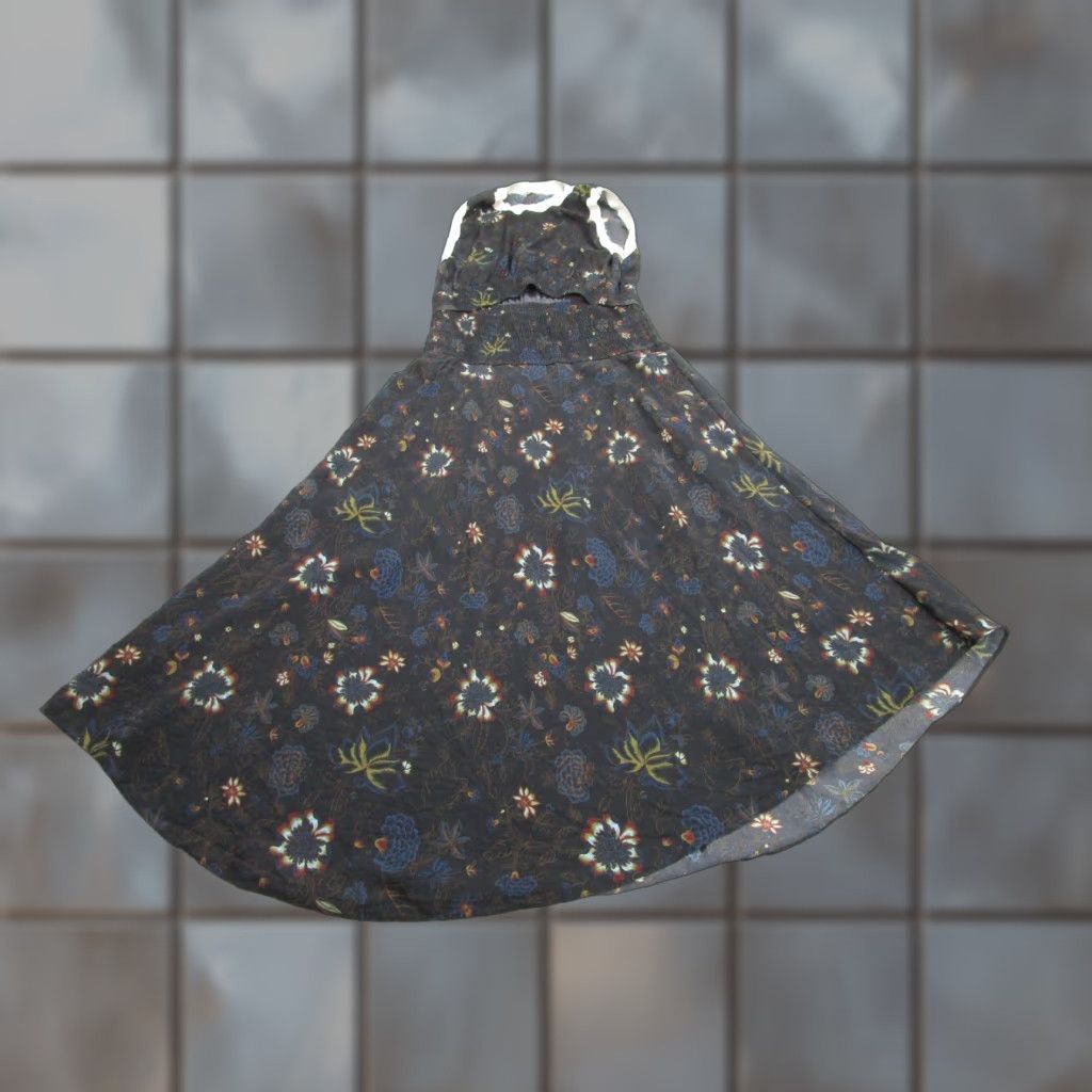 Vintage A.L.C. Dress Womens 6 Black Floral Maxi Sleeveless Cutout Smocked Waist Boho Size M / US 6-8 / IT 42-44 - 1 Thumbnail