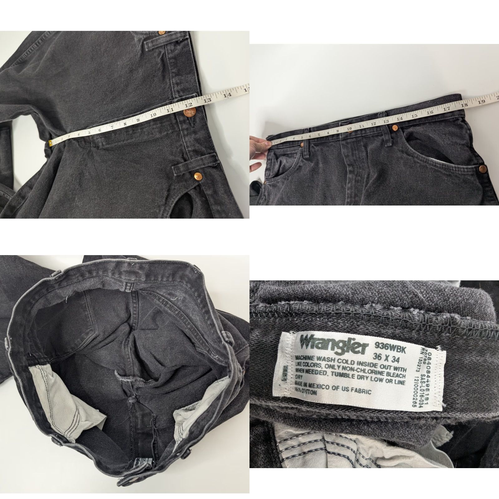 Wrangler Wrangler Jeans Mens Slim Fit 36x32 Black Cowboy Cut Denim 5-Pocket Wrangler Cowboy Cut 936BLK Mens Jeans Size US 36 / EU 52 - 8 Thumbnail