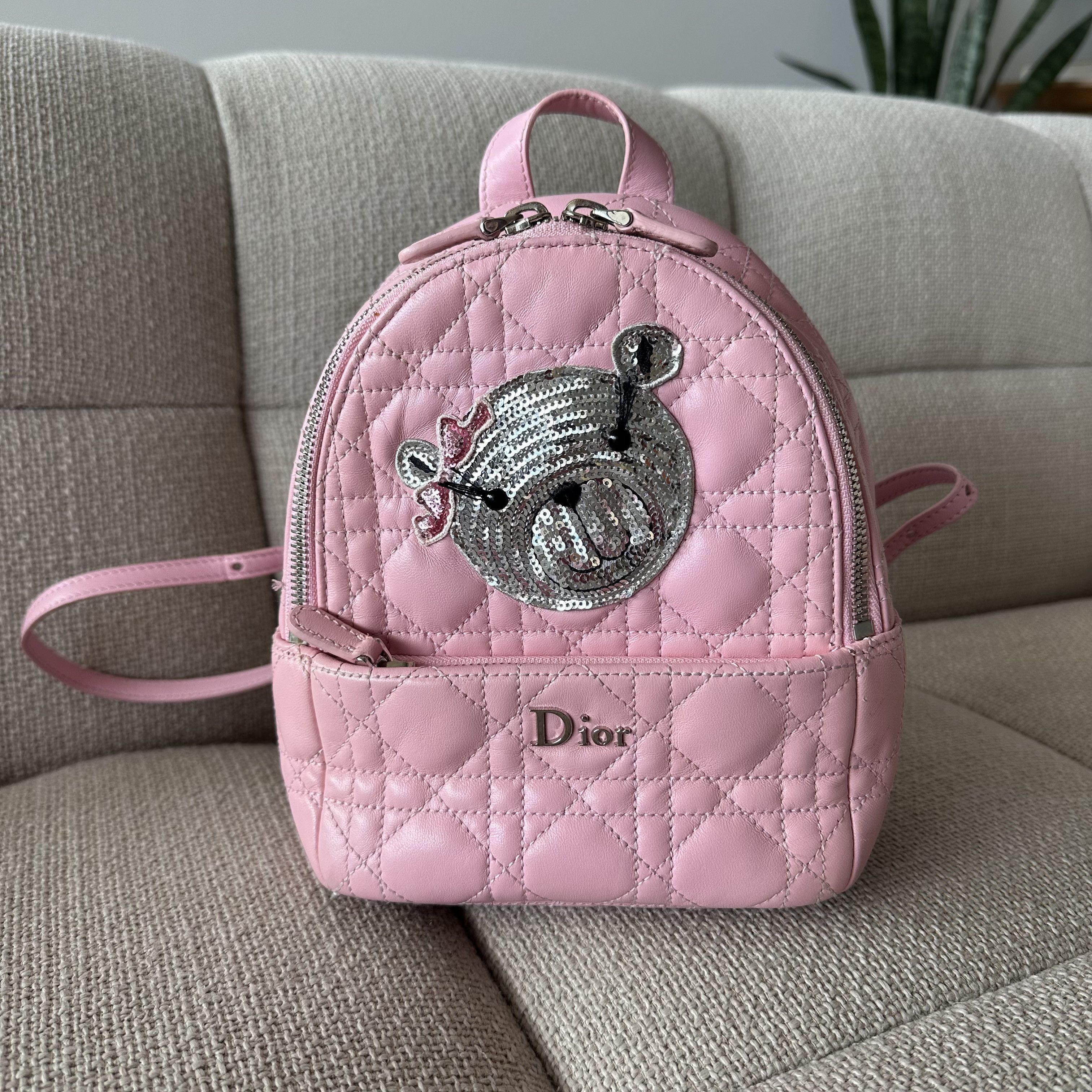 DIOR Cannage leather backpack Teddy Bear