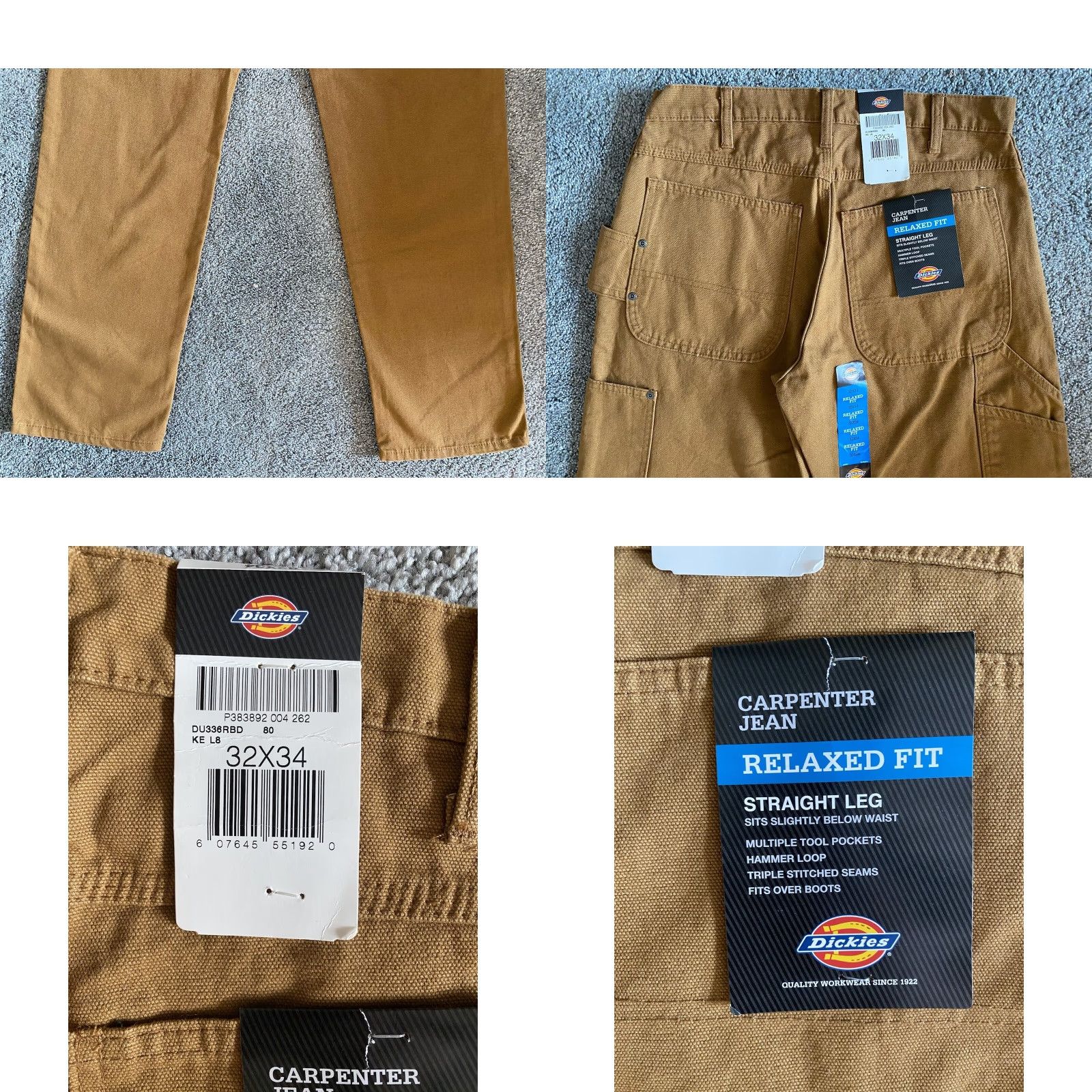 Dickies NWT Dickies Carpenter Jean Relaxed Fit Straight Leg Men’s 32x34 Brown Jeans Size US 32 / EU 48 - 8 Thumbnail