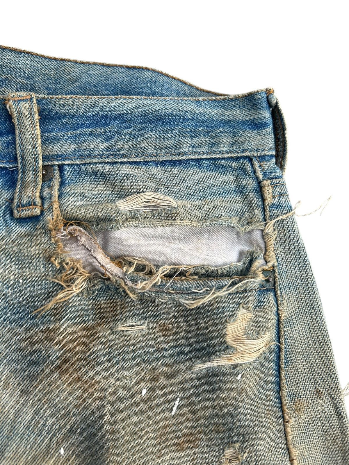 Levi's 80's THRASHED Levi's 6 Selvedge Reconstructed Repair Denim Size US 31 - 11 Thumbnail