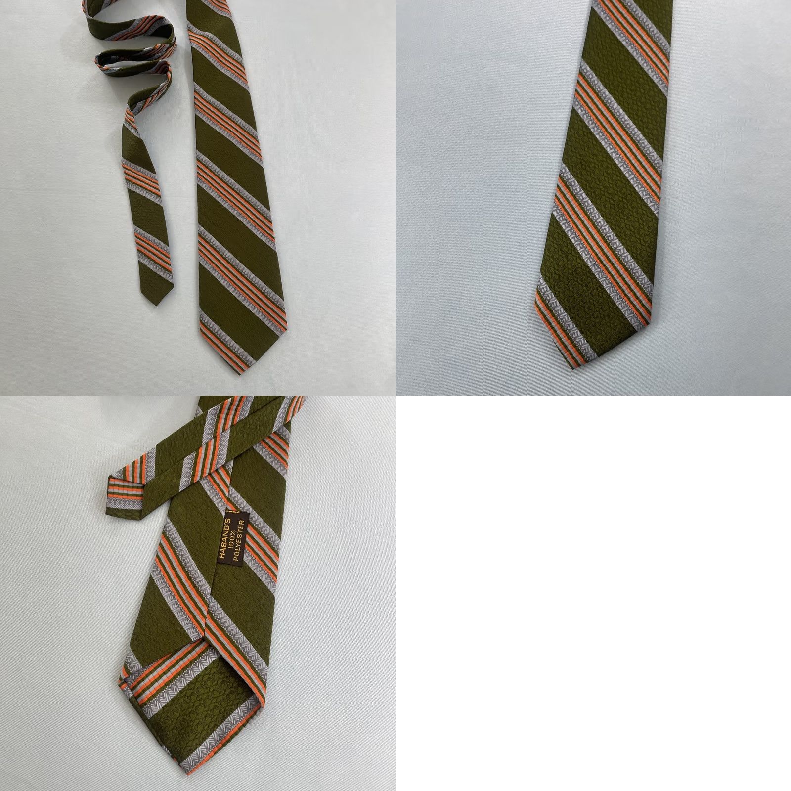Haband Vtg Haband's Repp Tie Southern Western Rockabilly Necktie Green Orange Gray 3.5x54 Striped, Polyester, Vintage, Designer, Men, One Size Size ONE SIZE - 10 Thumbnail