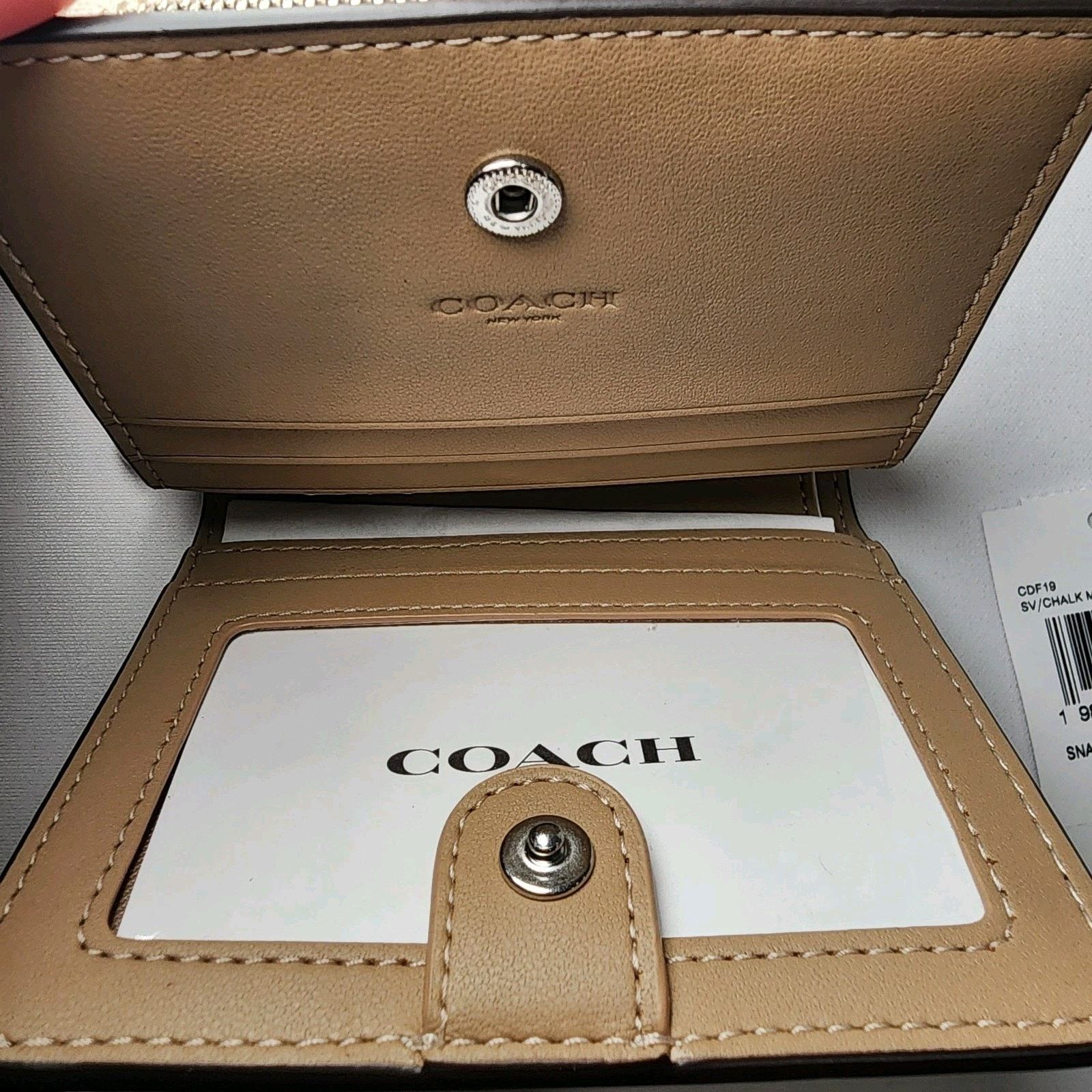 Coach NWT Coach CDF19 Leather Snap Wallet w/ Cherry Print Chalk Size ONE SIZE - 5 Thumbnail