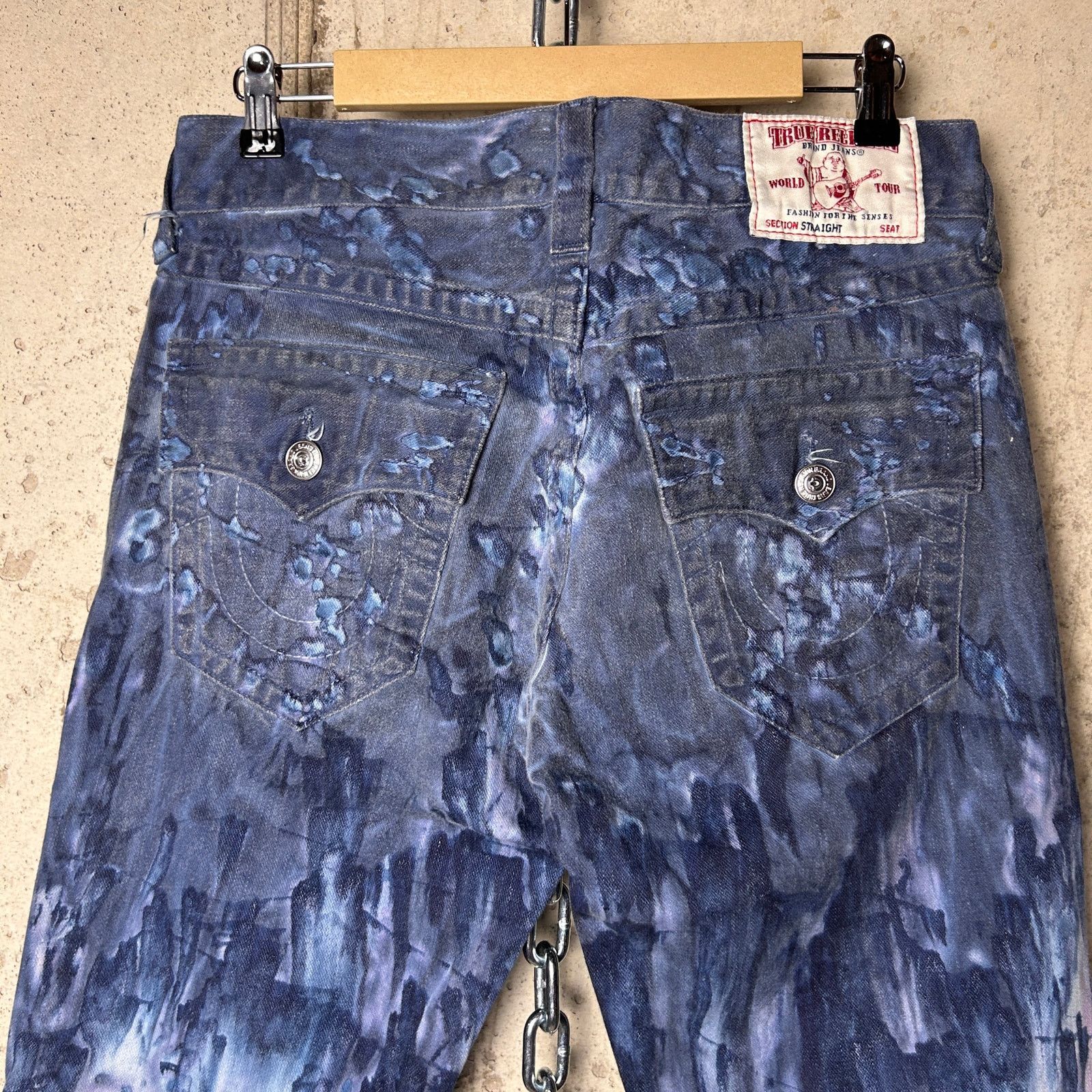 True Religion True Religion Ricky Straight Tie Dye BSO Black 32" Y2K Jeans Size US 32 / EU 48 - 1 Thumbnail