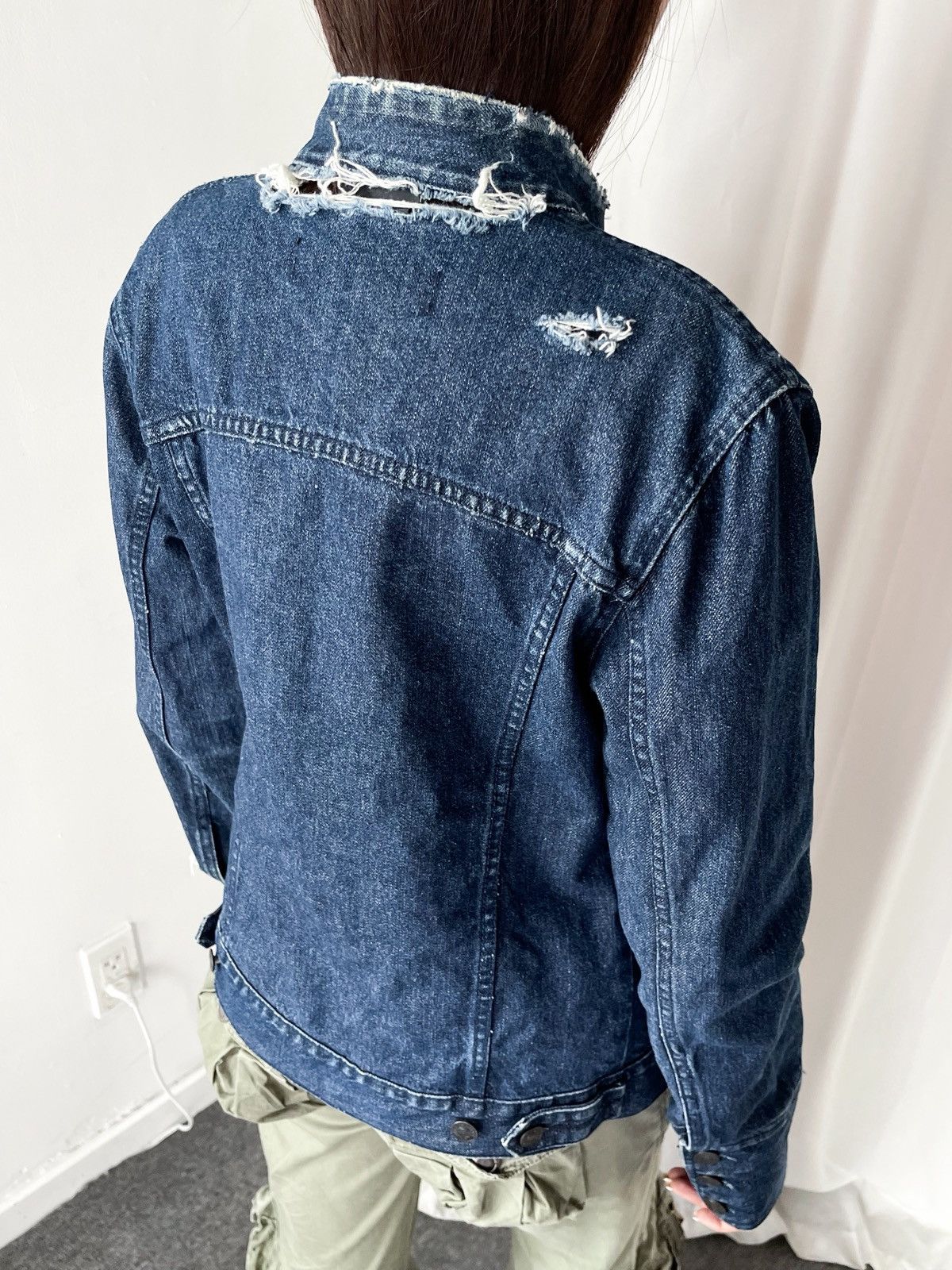 Diesel 2000s Diesel Distressed Biker Denim Jacket Size L / US 10 / IT 46 - 4 Thumbnail