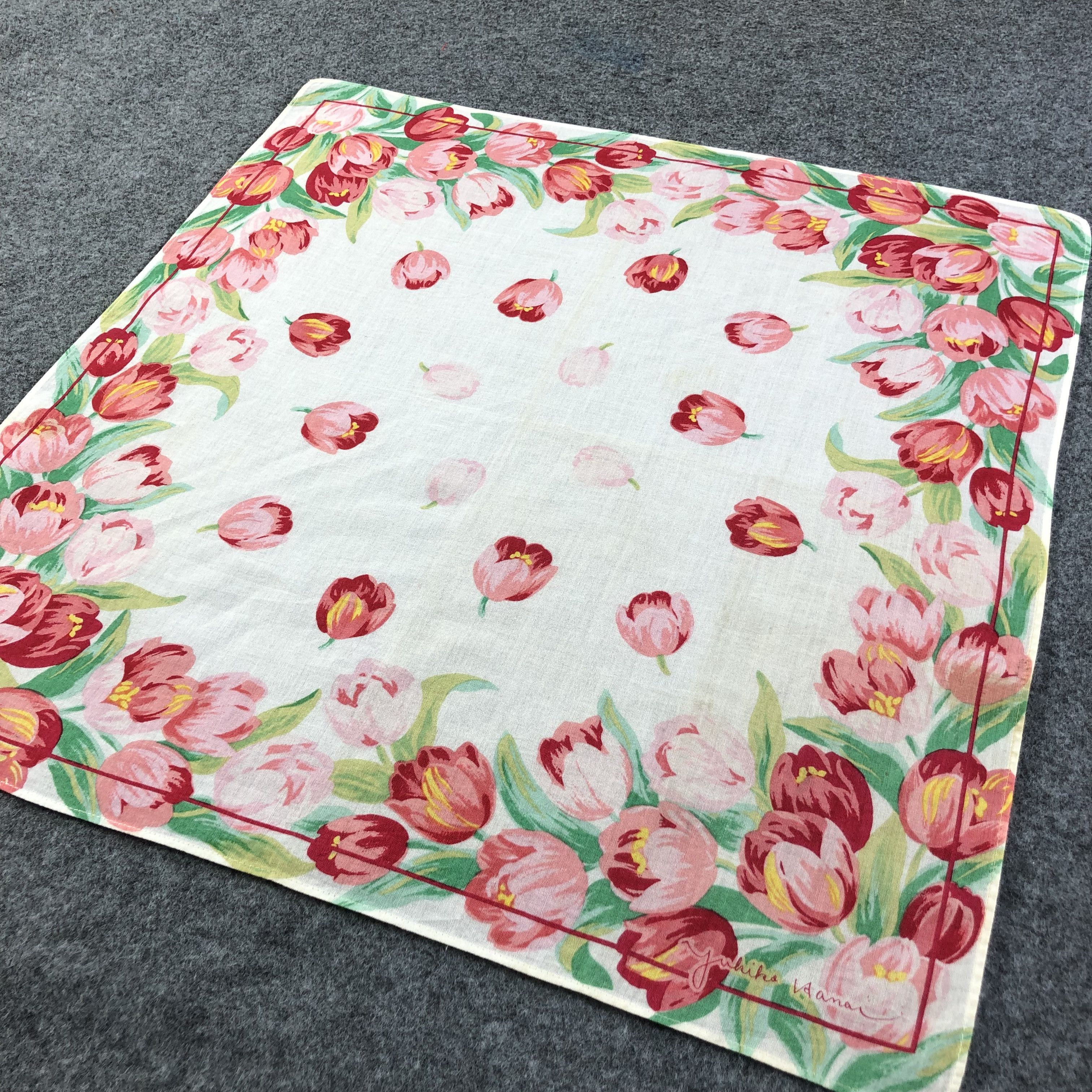 Japanese Brand × Vintage Yukiko Hanai Tulips Handkerchief Neckerchief Bandana H2257 Size ONE SIZE - 3 Thumbnail