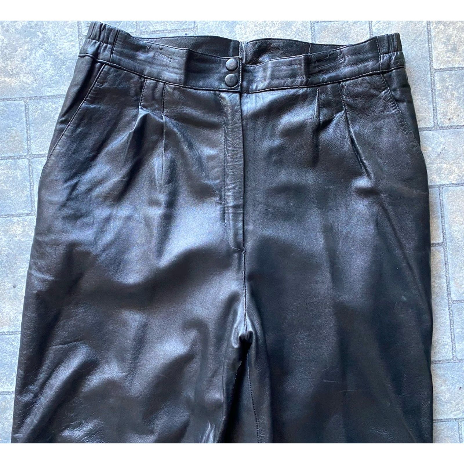 Vintage Jessica Taylor Leather Pants Black Women Size 12 Size 34" / US 12 / IT 48 - 4 Thumbnail