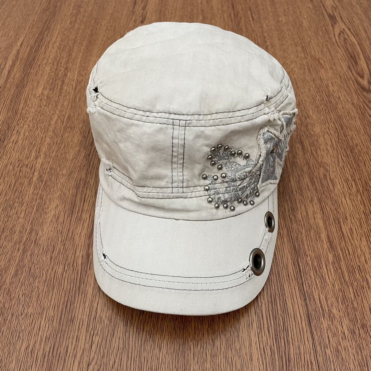 If Six Was Nine × Japanese Brand × Le Grande Bleu (L.G.B.) White cross crystal & studded hat punk grunge styled Size ONE SIZE - 3 Thumbnail